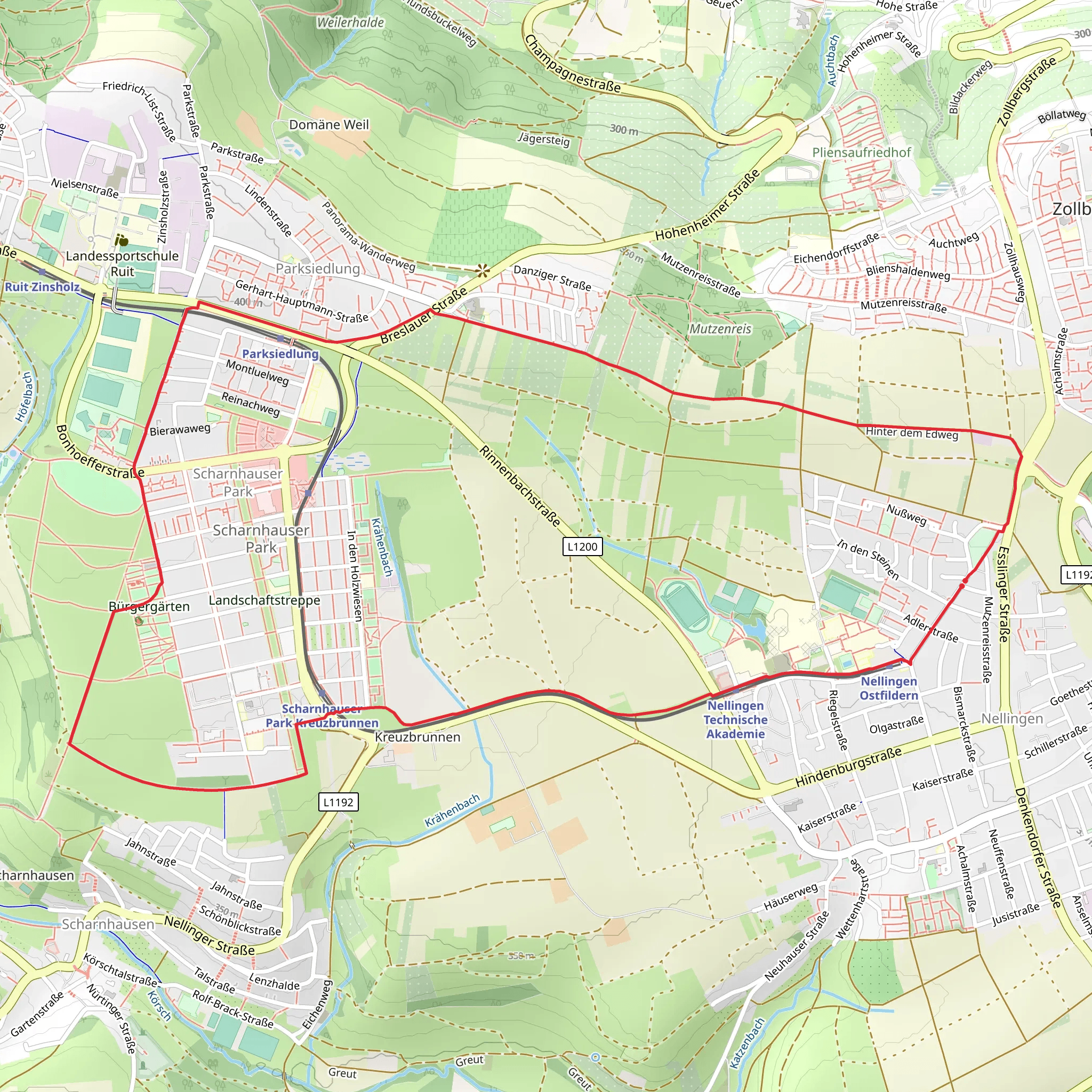 Scharnhauser Park Loop mobile static map