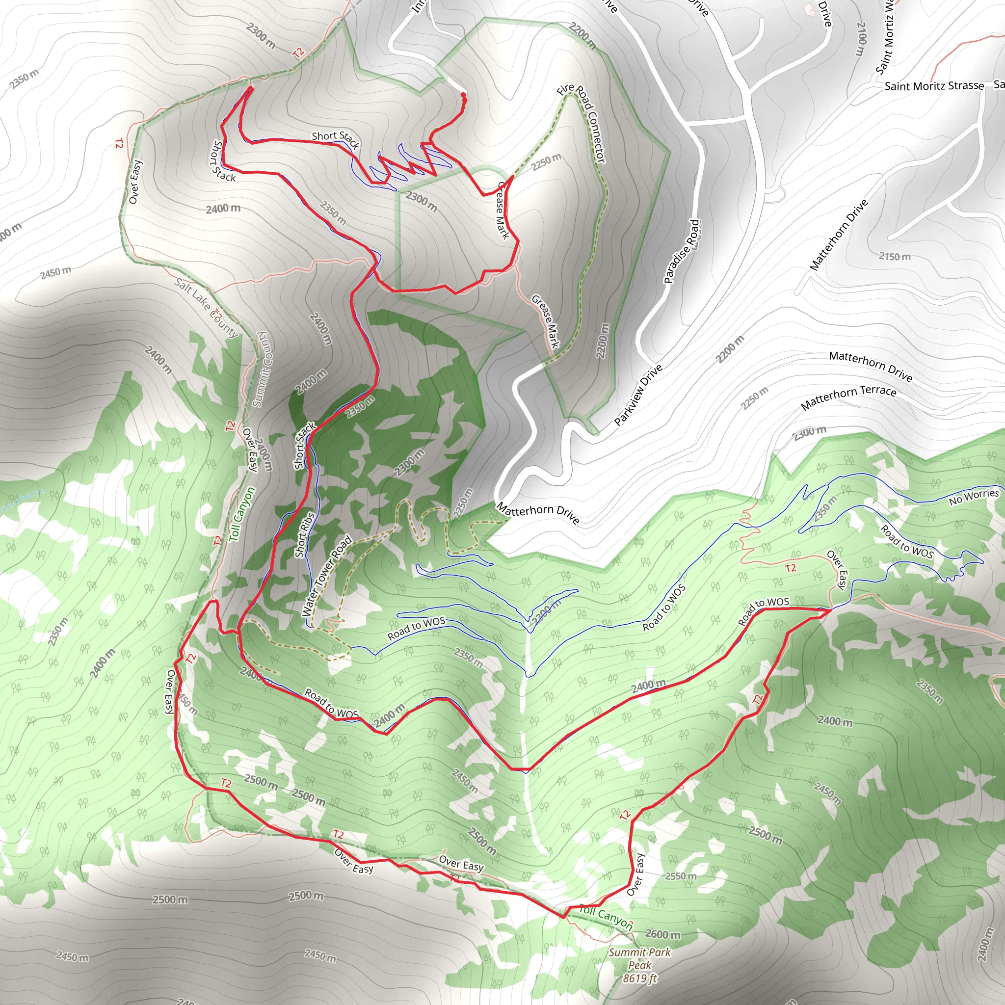 Road to WOS and Over Easy Loop mobile static map