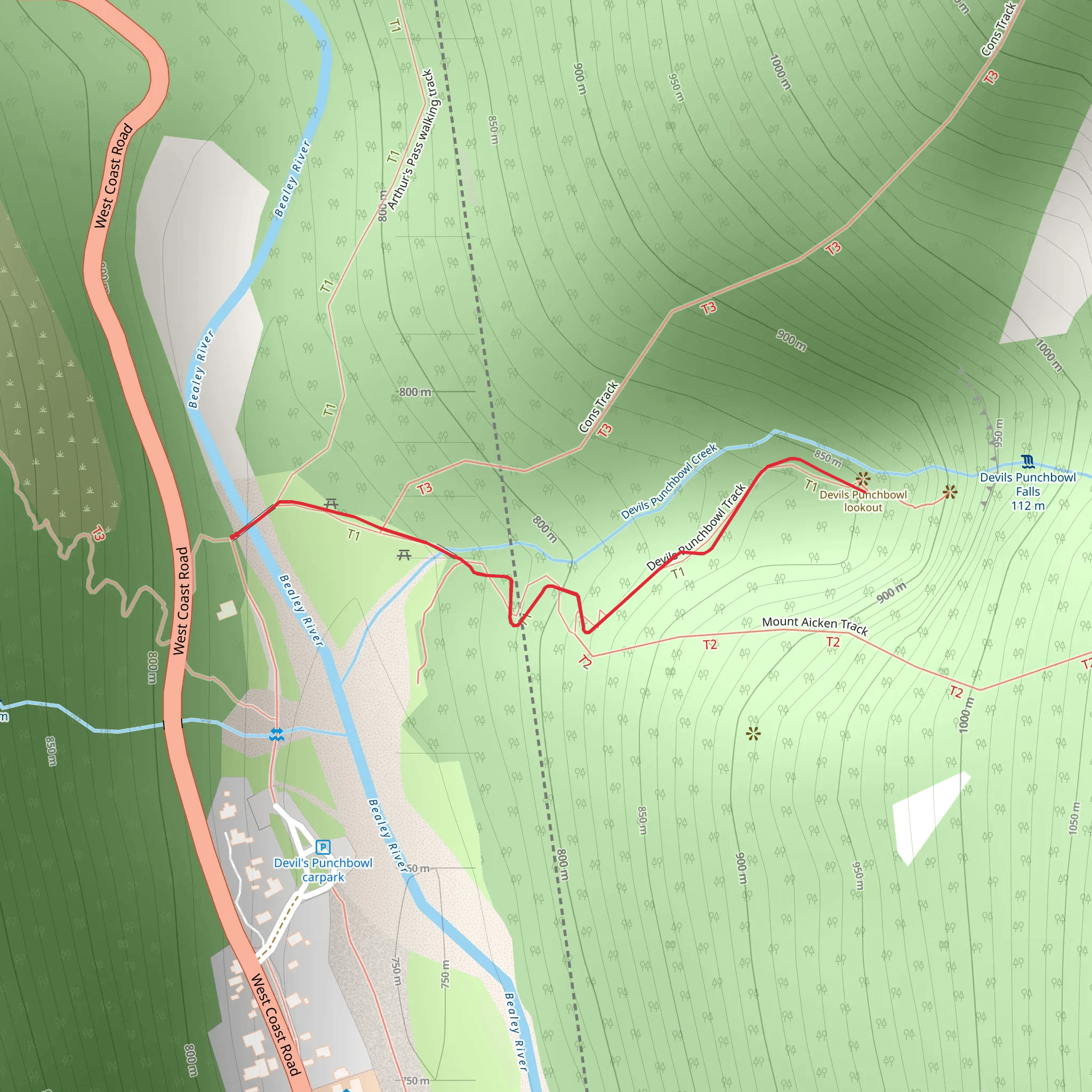 Devils Punchbowl Walking Track mobile static map