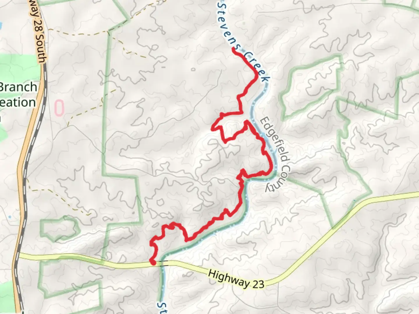 An image depicting the trail Modoc Trail and its surrounding area.