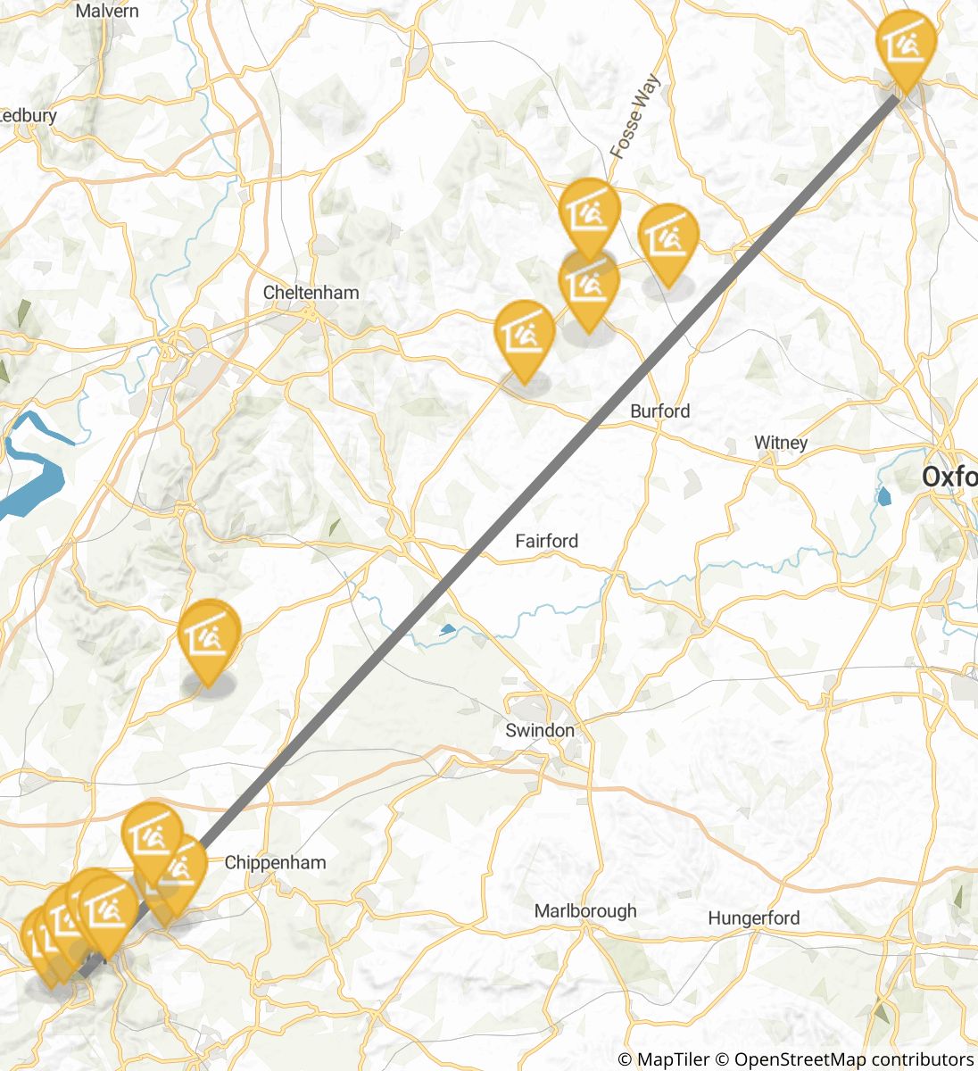Cross Cotswold Pathway Macmillan way section England Food Stops,