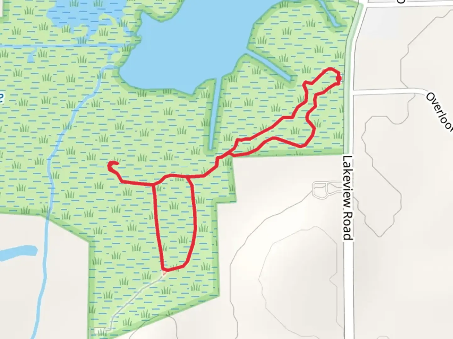 An image depicting the trail Elizabeth Lake Nature Preserve Loop and its surrounding area.