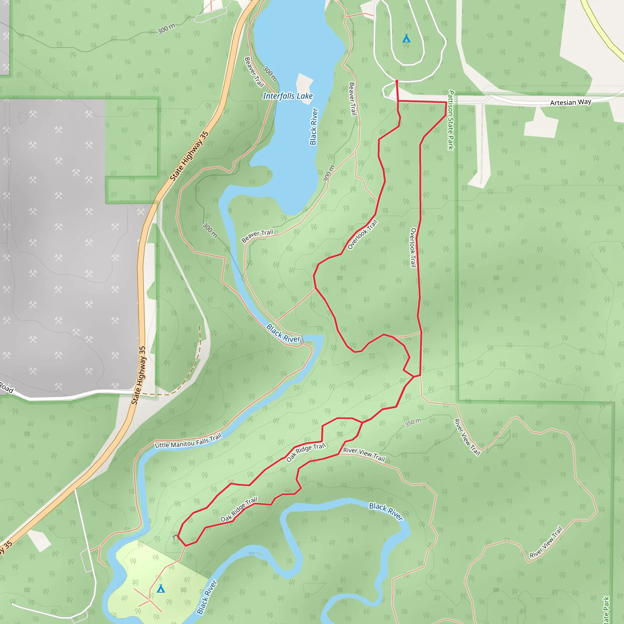 Overlook and Oak Ridge Loop Trail mobile static map