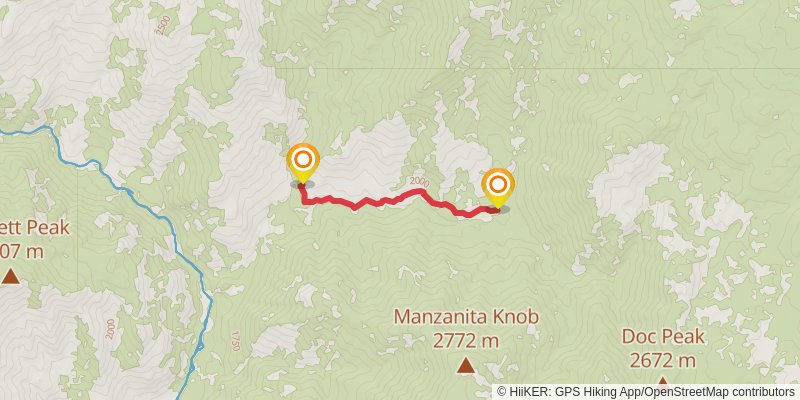 Sidehill Meadow via Black Rock to Kern River Trail stage 2 Map
