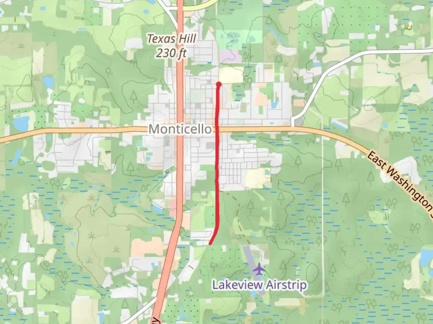 An image depicting the trail Monticello Trail - Cypress Street and its surrounding area.