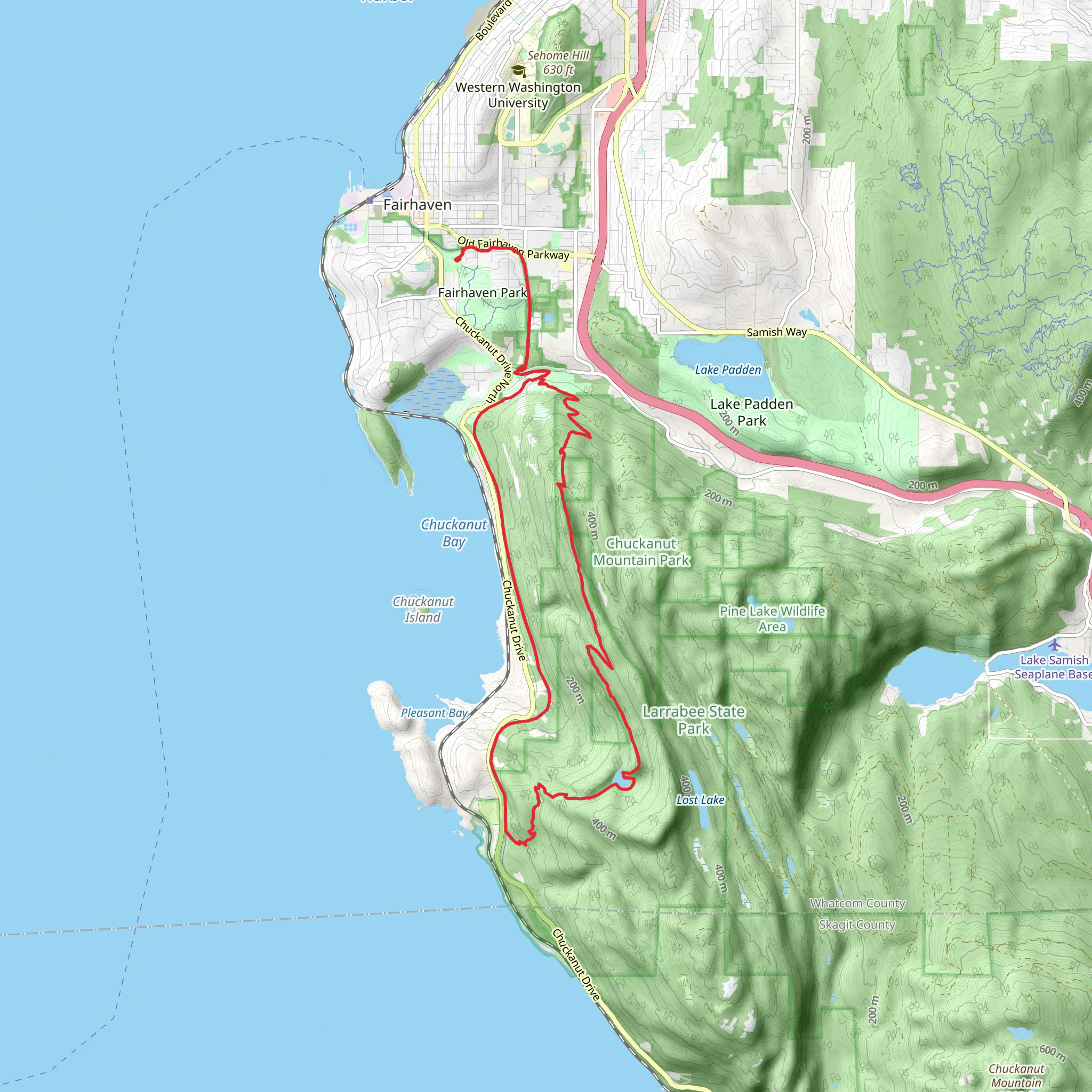 Interurban Trail, North Lost Lake Trail and Fragrance Lake Trail mobile static map