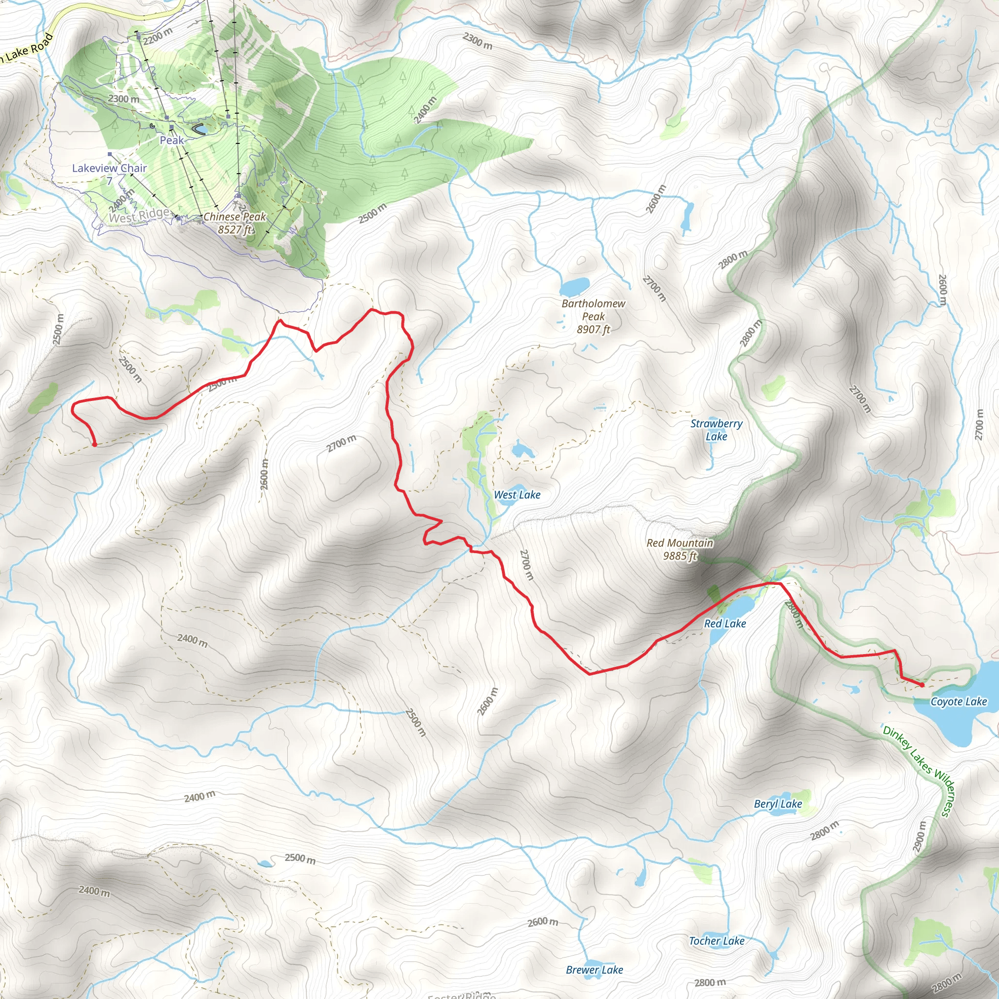 Coyote Lake and Red Lake mobile static map