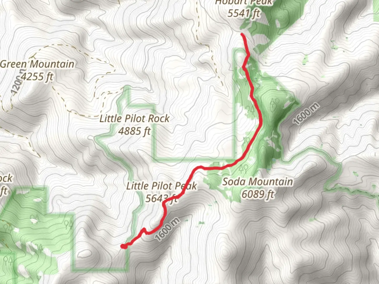 An image depicting the trail Pacific Crest Trail to Soda Mountain Road and its surrounding area.
