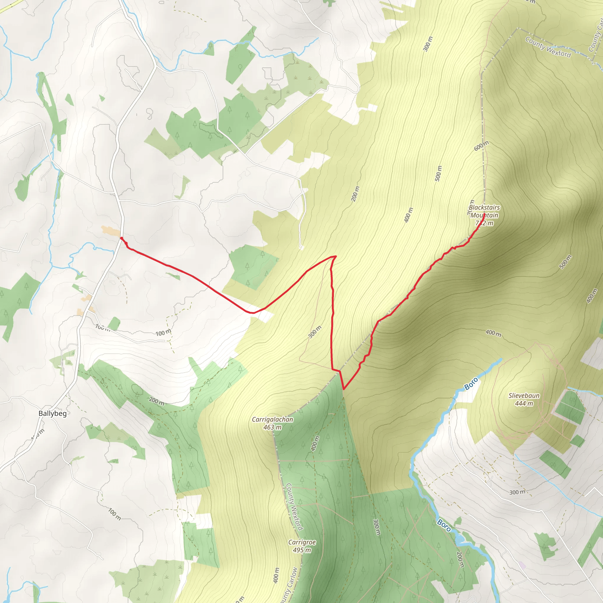 Blackstairs Mountain from West mobile static map