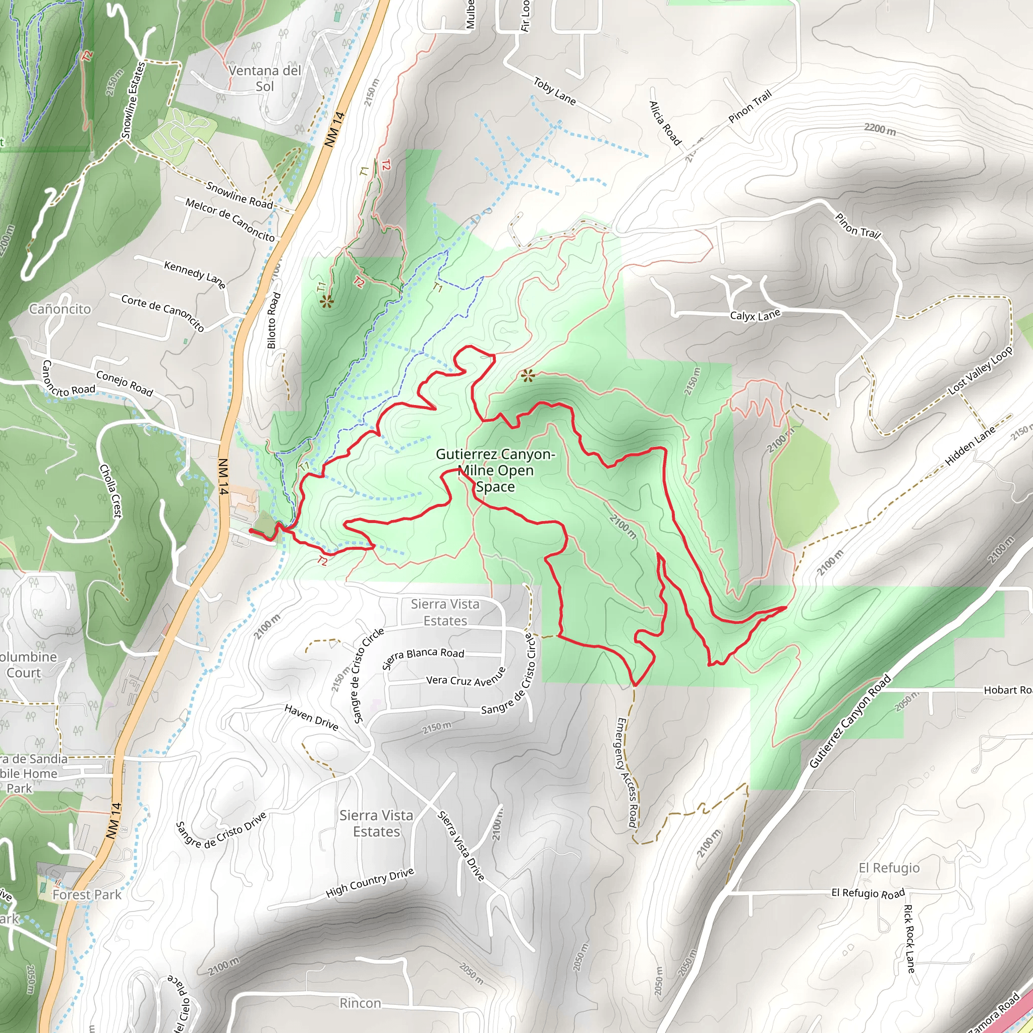 Sandia Vista, Doe Run and Sierra Vista Bypass Loop Trail mobile static map