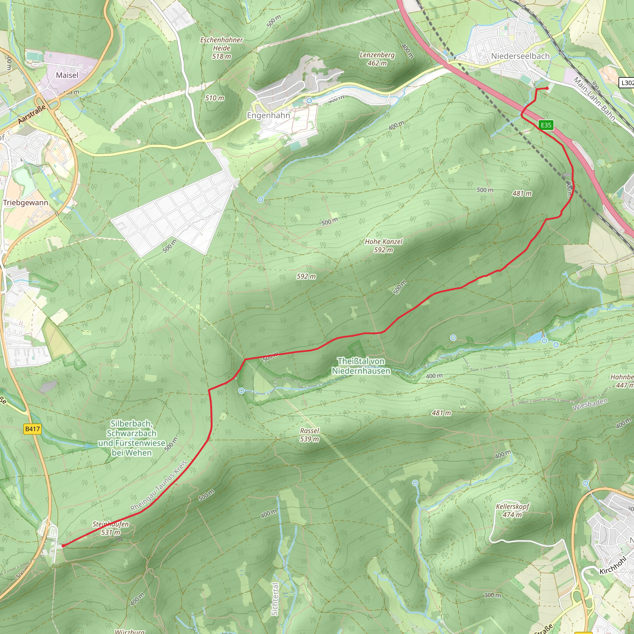 Steinhaufen Walk from Niederselbach mobile static map