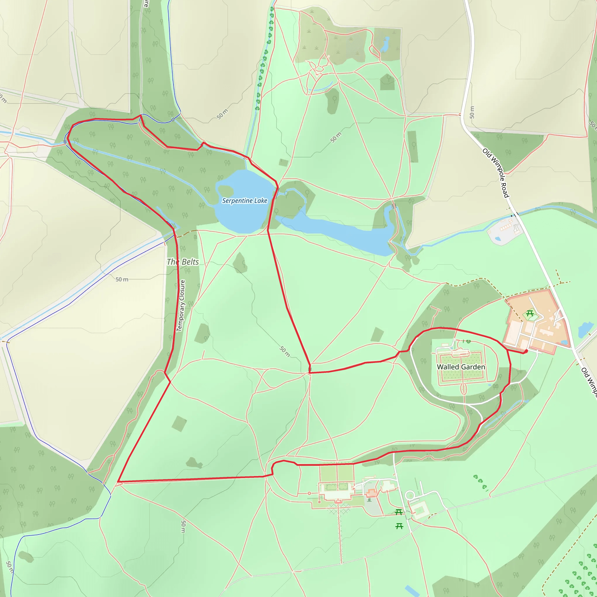 Wimpole Hall Loop mobile static map