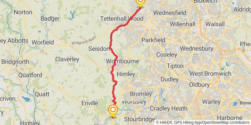 Staffordshire and Worcestershire Canal Walk stage 2 Map