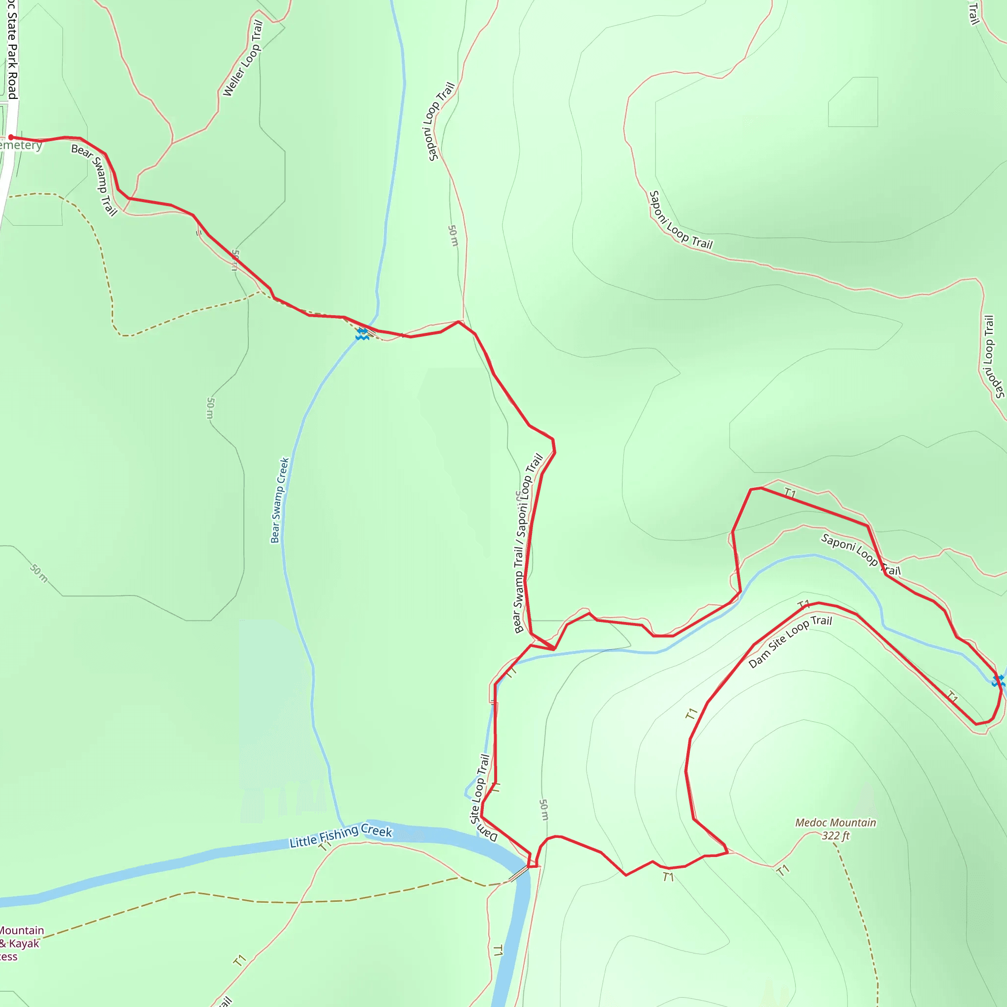 Medoc Mountain via Dam Site Loop mobile static map