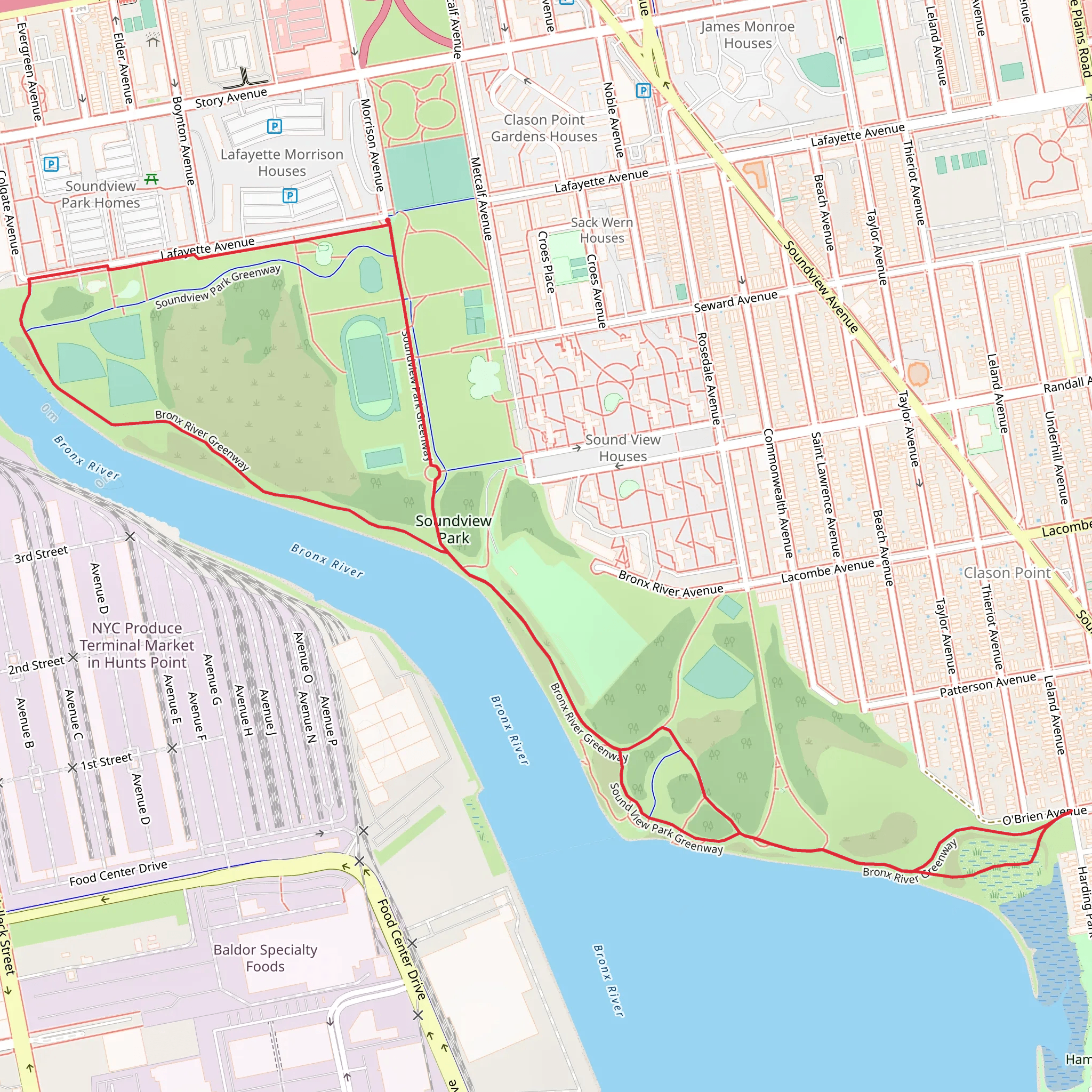 Hector Aponte Field Loop via Bronx River mobile static map