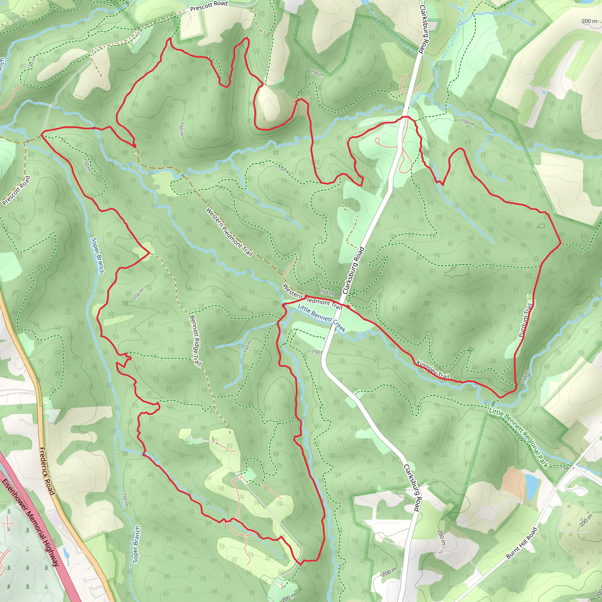 Stoneybrook Trail, Western Piedmont Trail and Kingsley Trail Loop mobile static map
