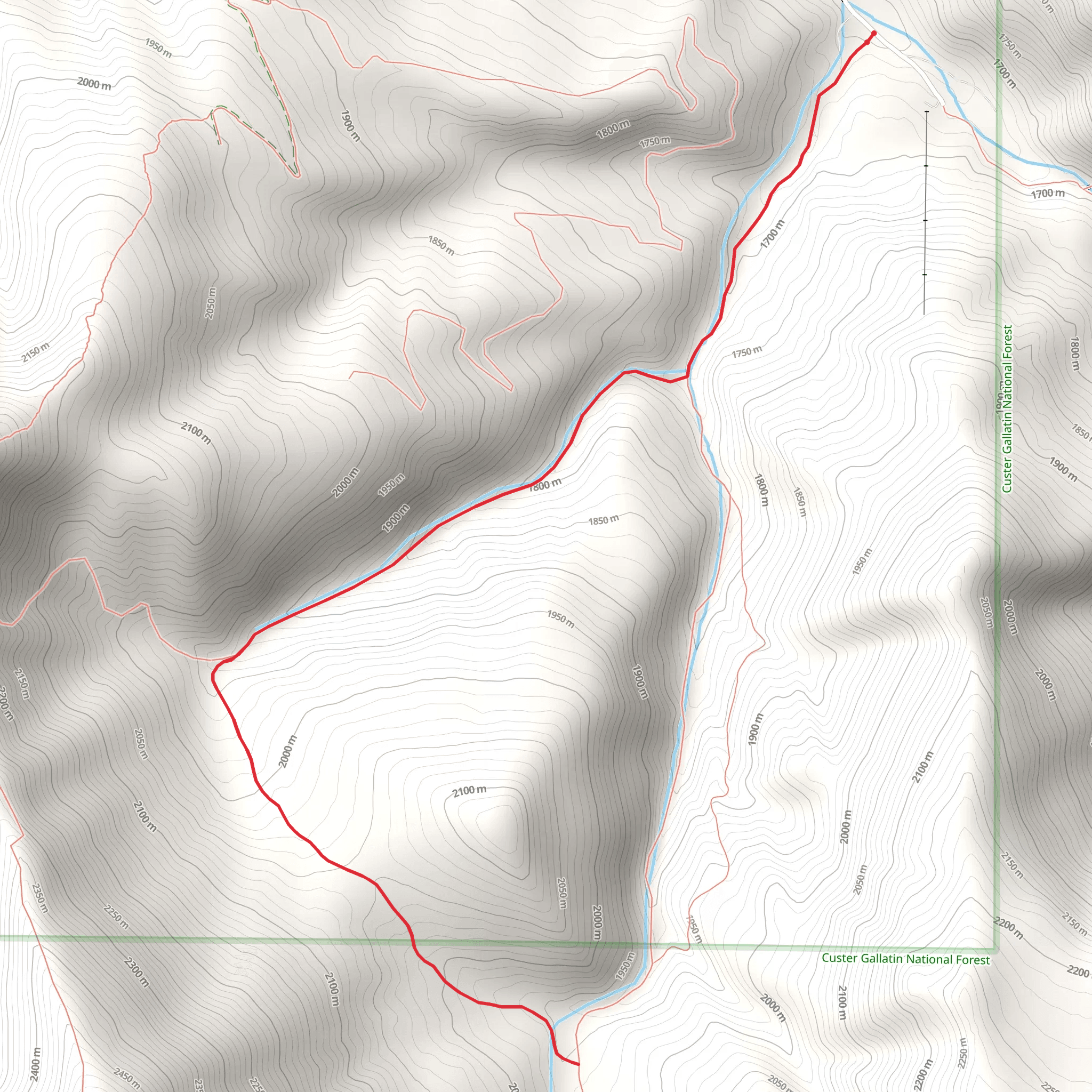 Moonshine Trail via New World Gulch Trail mobile static map