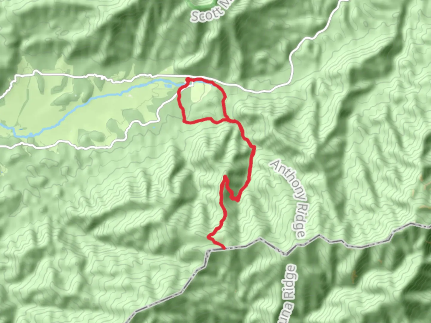 An image depicting the trail McCampbell Knob via Cades Cove Horse Trail and its surrounding area.