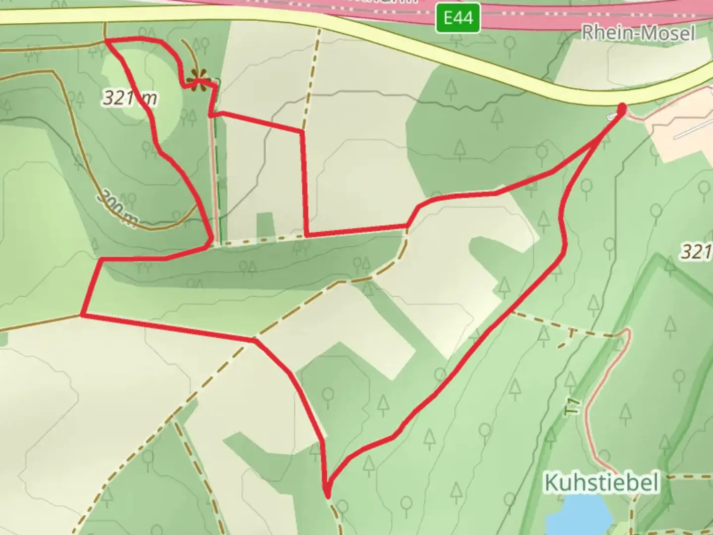 An image depicting the trail Goloring Loop via Koberner Burgweg and its surrounding area.