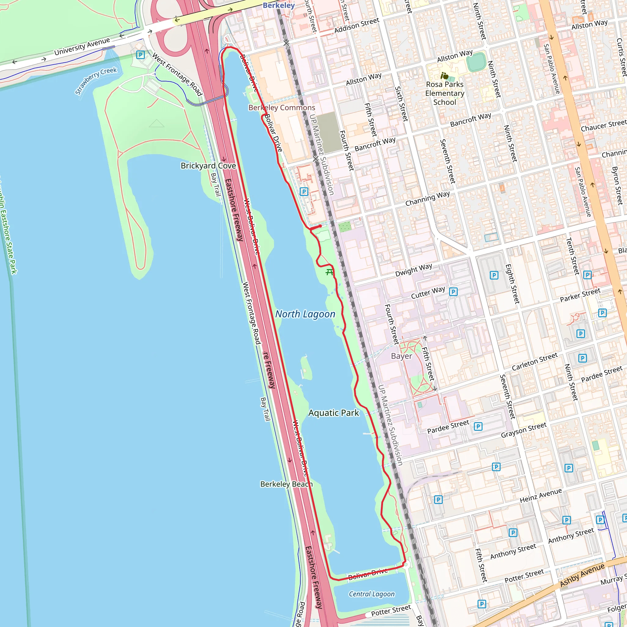 Berkeley Beach, North Lagoon - Aquatic Park Loop mobile static map
