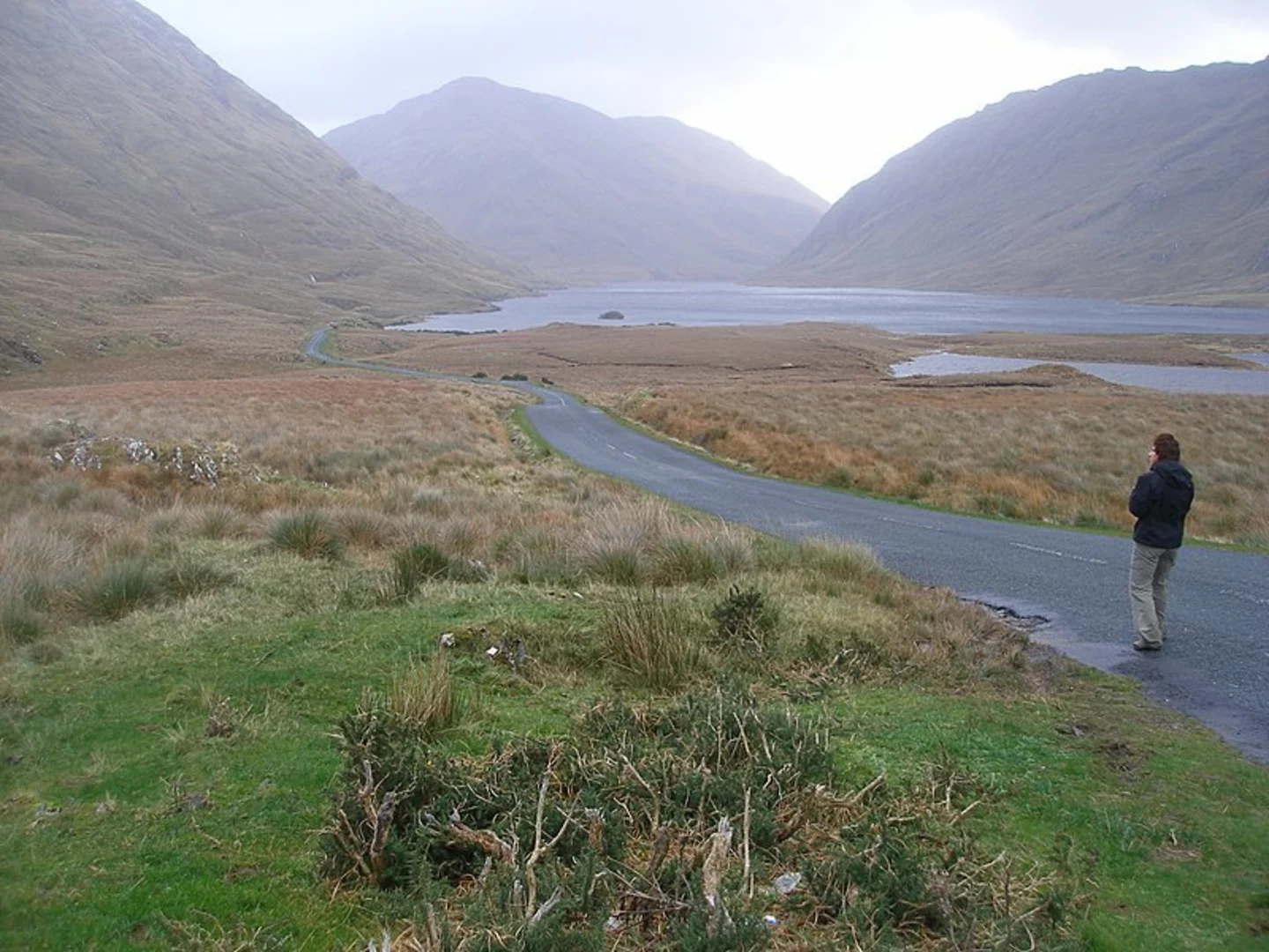 An image depicting the trail Tawny Rower Mountain Loop from Doo Lough and its surrounding area.