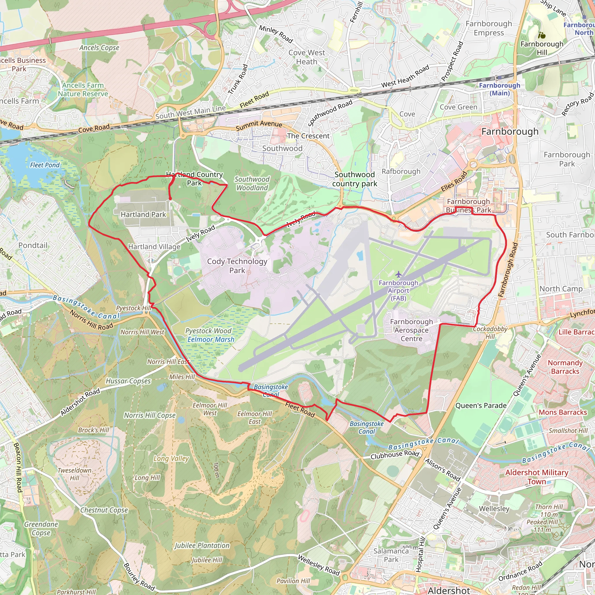 Farnborough Circular Walk mobile static map