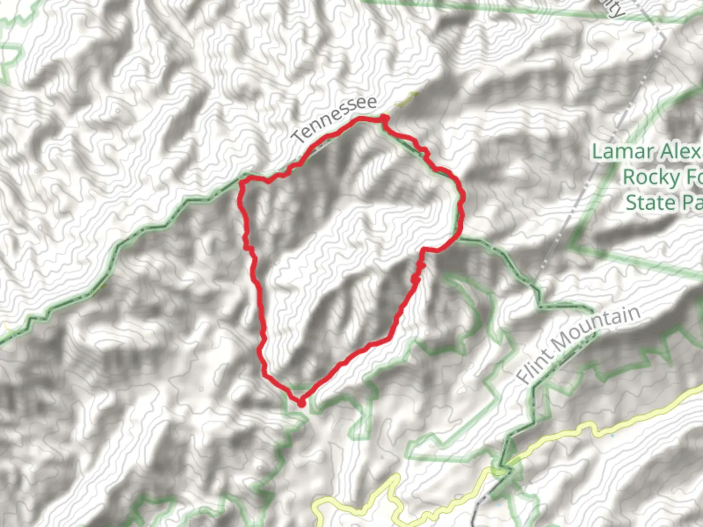 An image depicting the trail Green Ridge Knob, Gravel Knob and Big Butt Loop - Appalachian Trail and its surrounding area.
