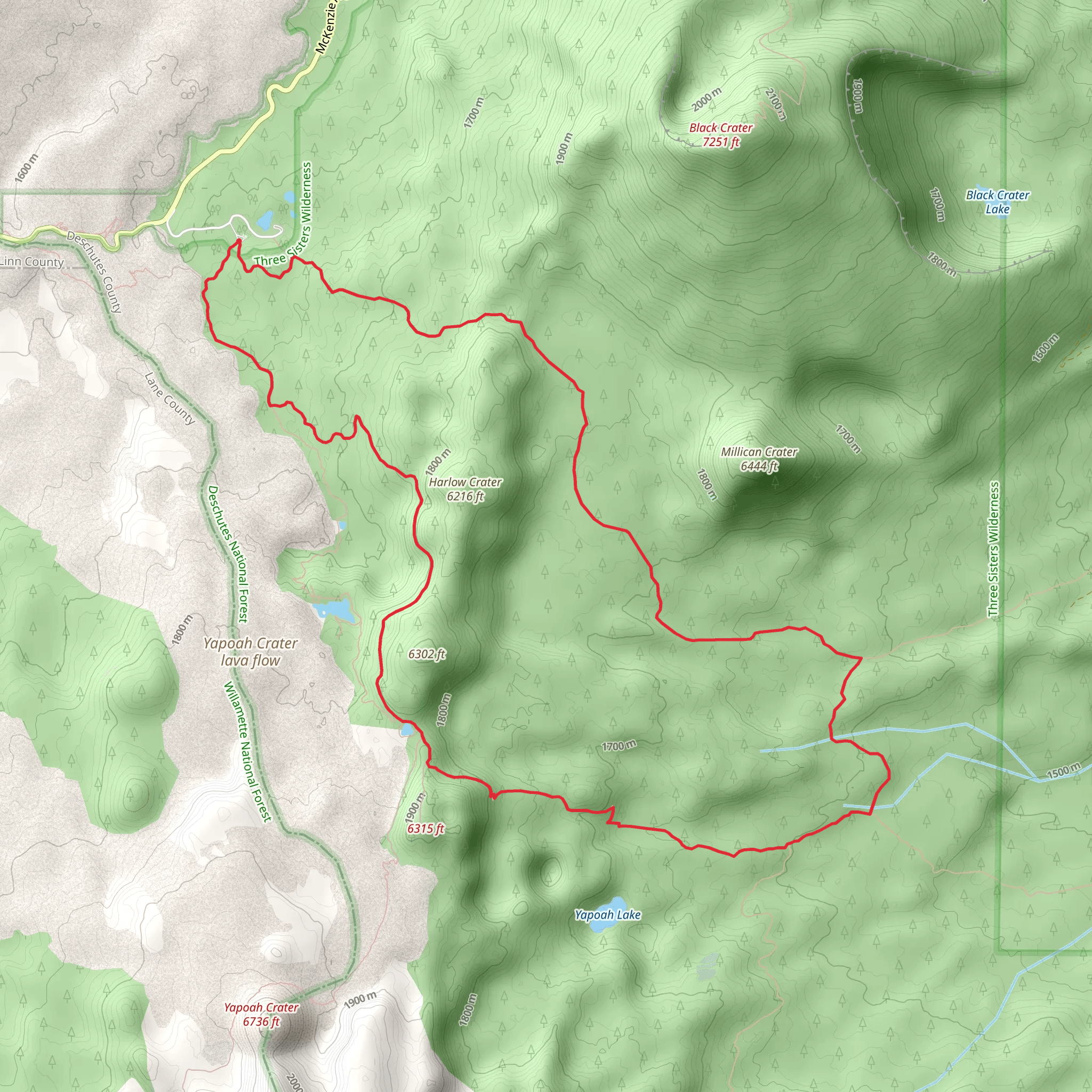 Millican Crater and Scott Pass Loop Trail mobile static map