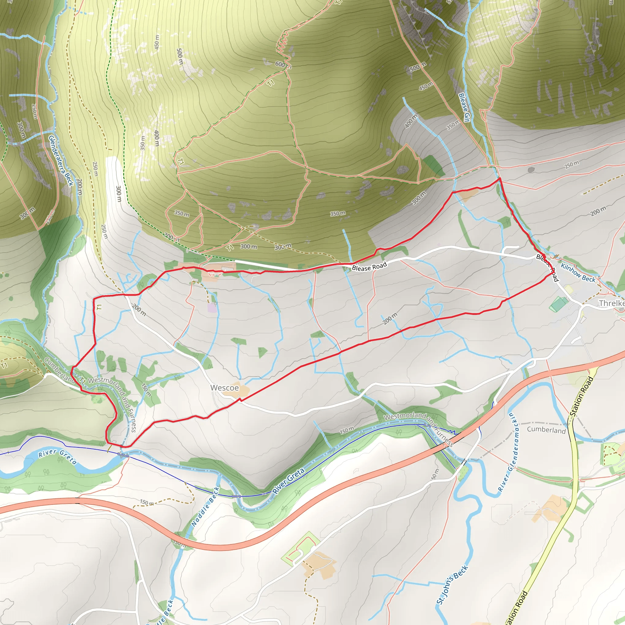 Threlkeld Circular Walk mobile static map
