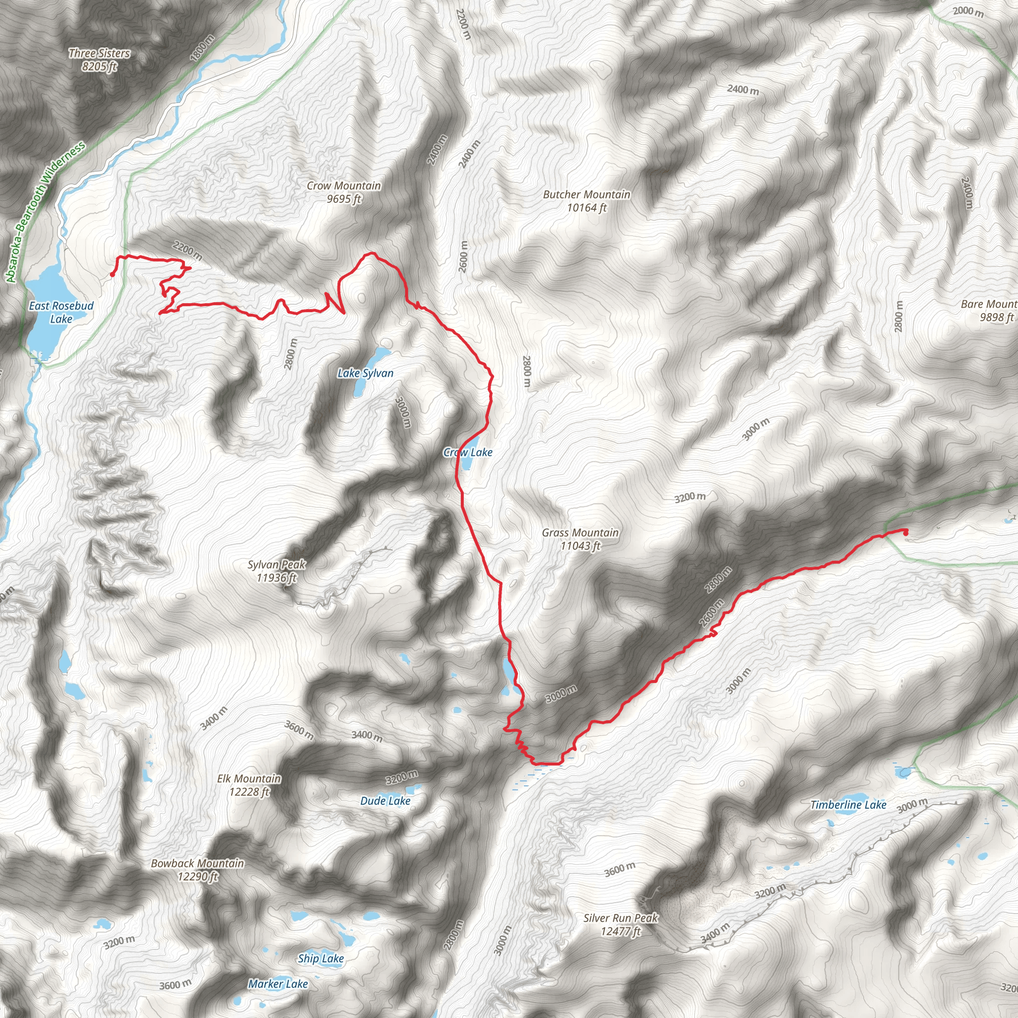 West Fork Rock Creek, Crow Lake and Spread Creek Trail mobile static map