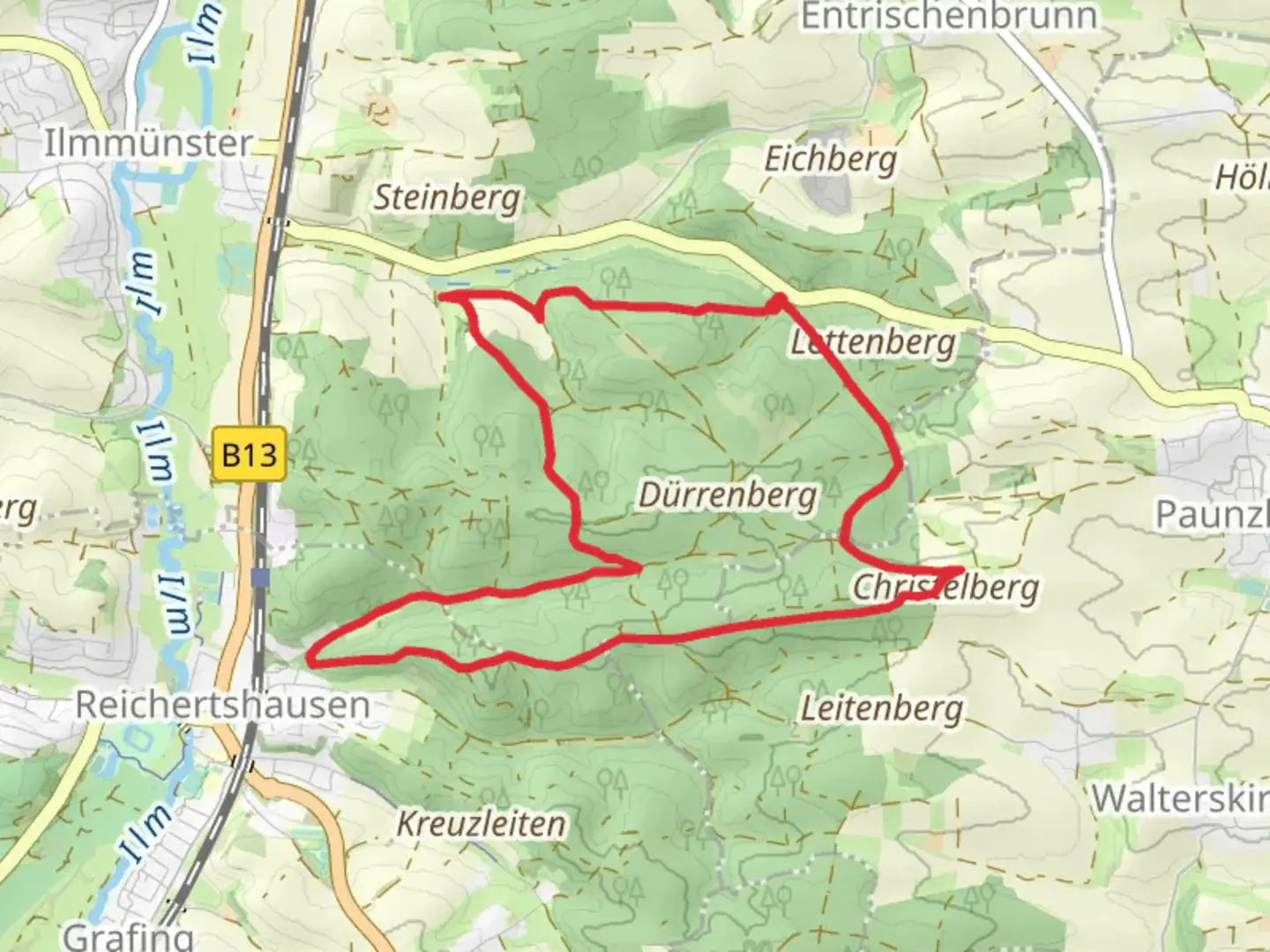An image depicting the trail Gemeinden Wege and its surrounding area.