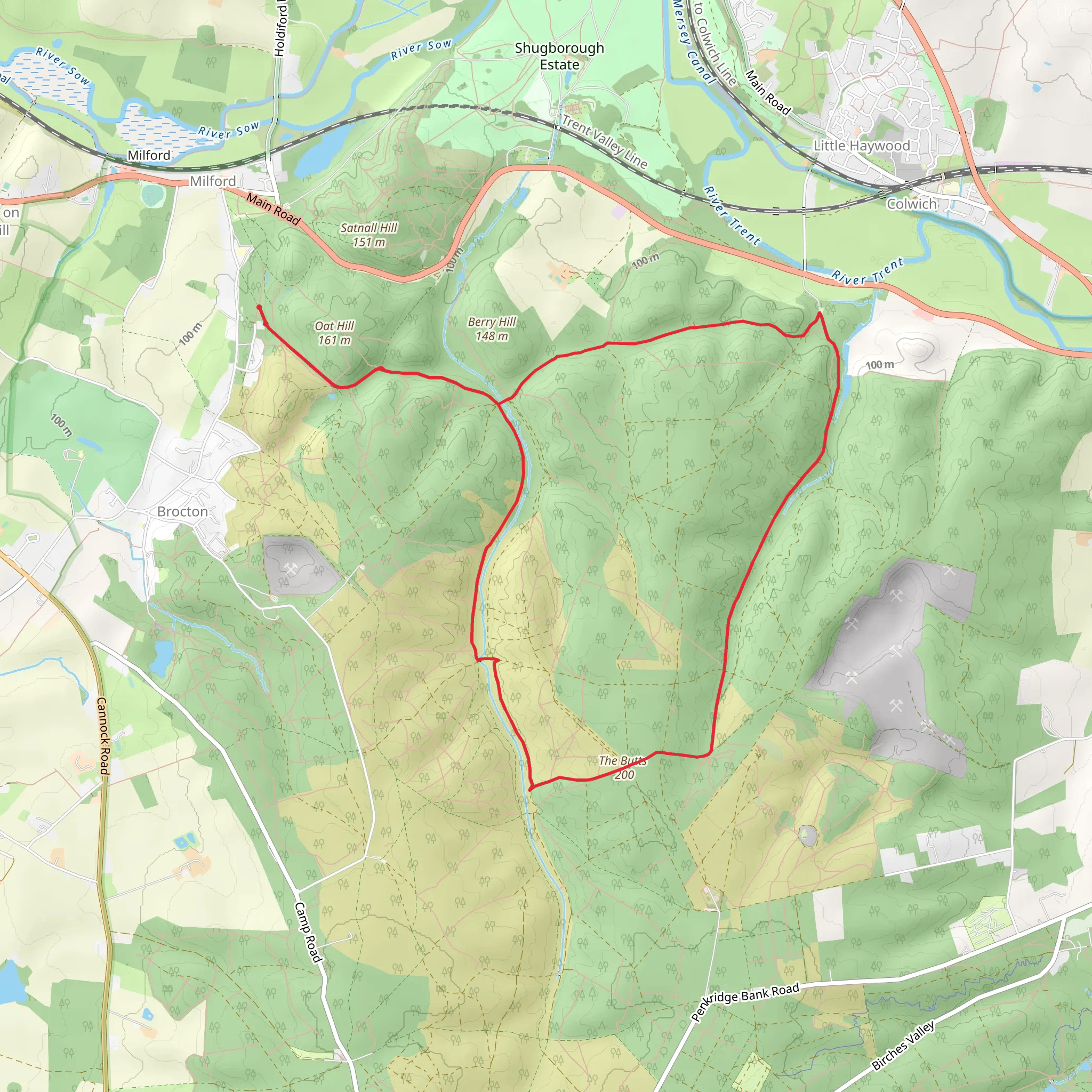 Cannock Chase from Milford mobile static map