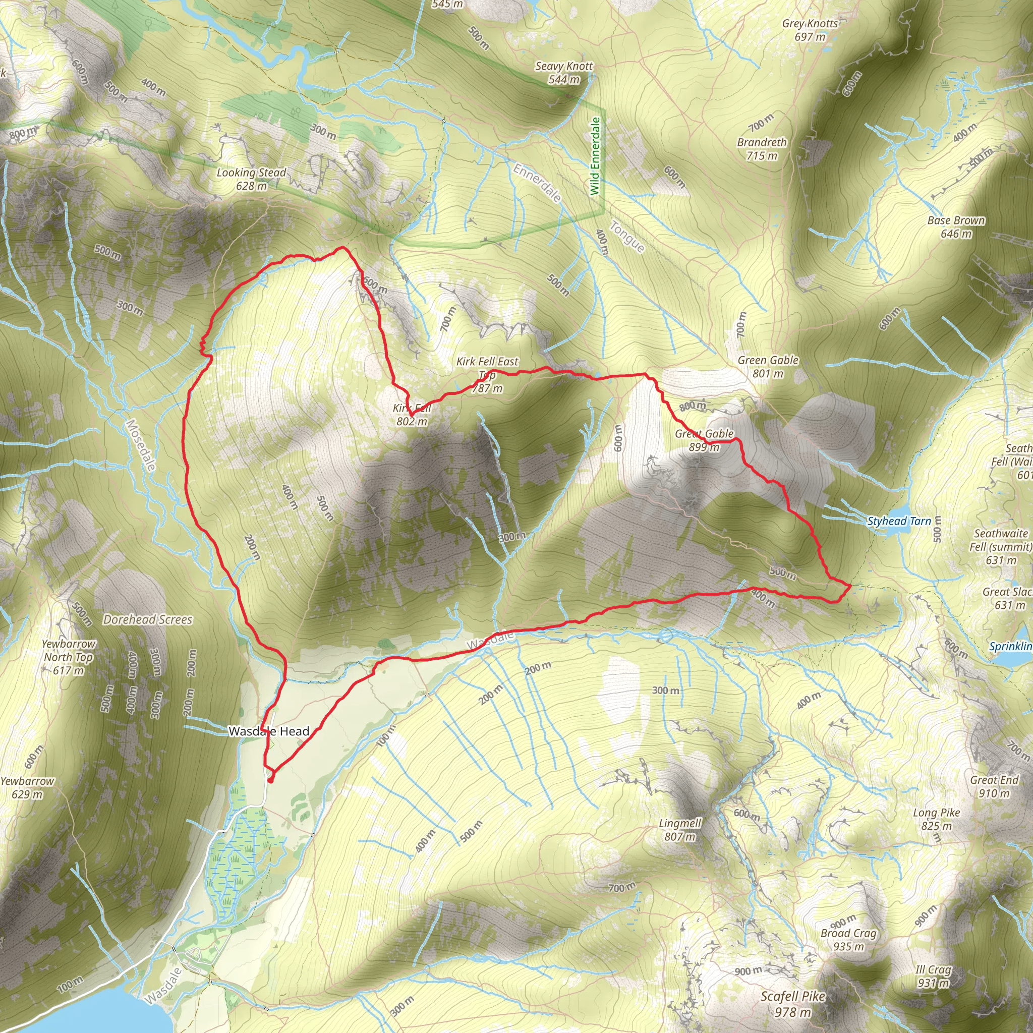 Great Gabble, Kirk Fell East Top and Kirk Fell Loop mobile static map