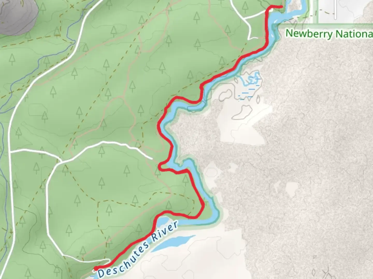 An image depicting the trail Deschutes River Trail and its surrounding area.