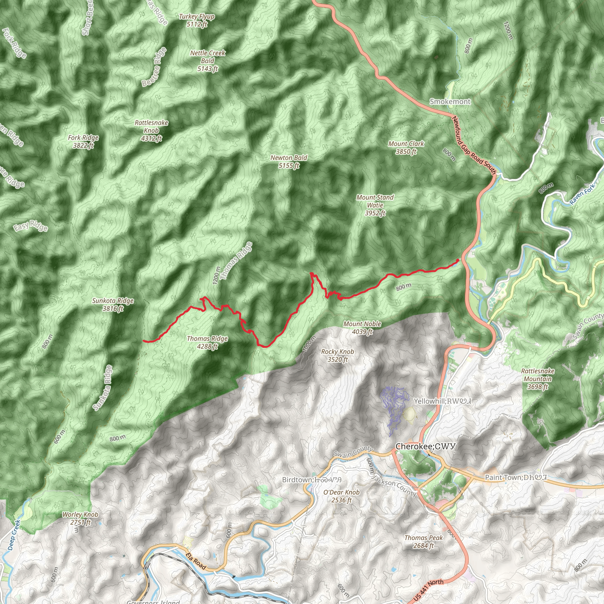 Deeplow Gap Trail mobile static map