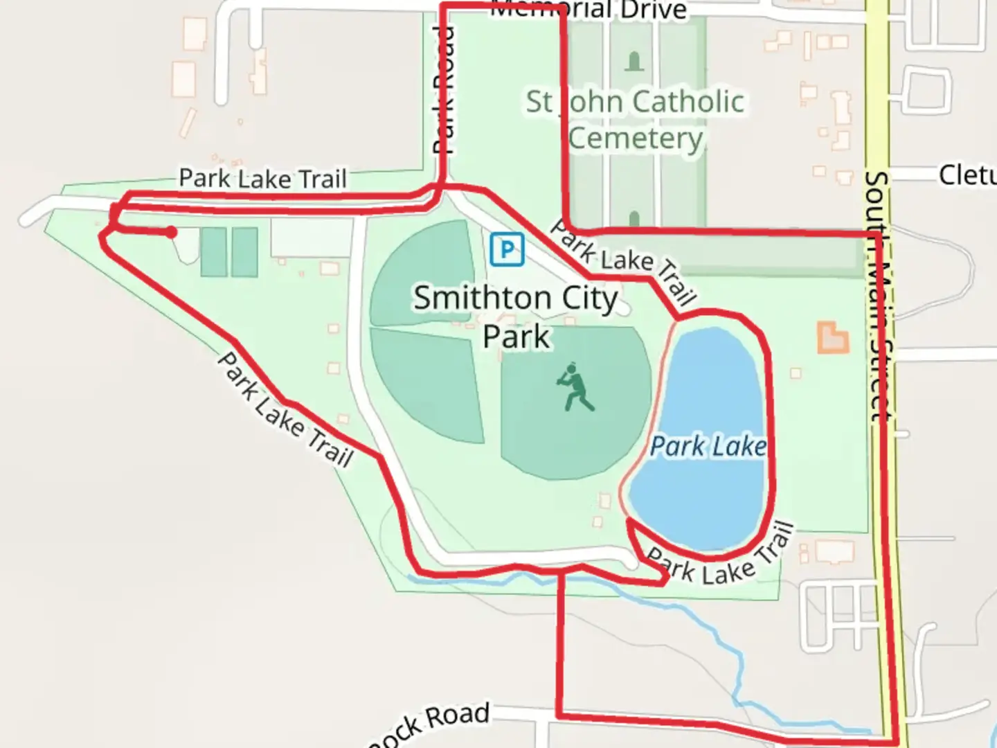An image depicting the trail Smithton City Park Loop and its surrounding area.