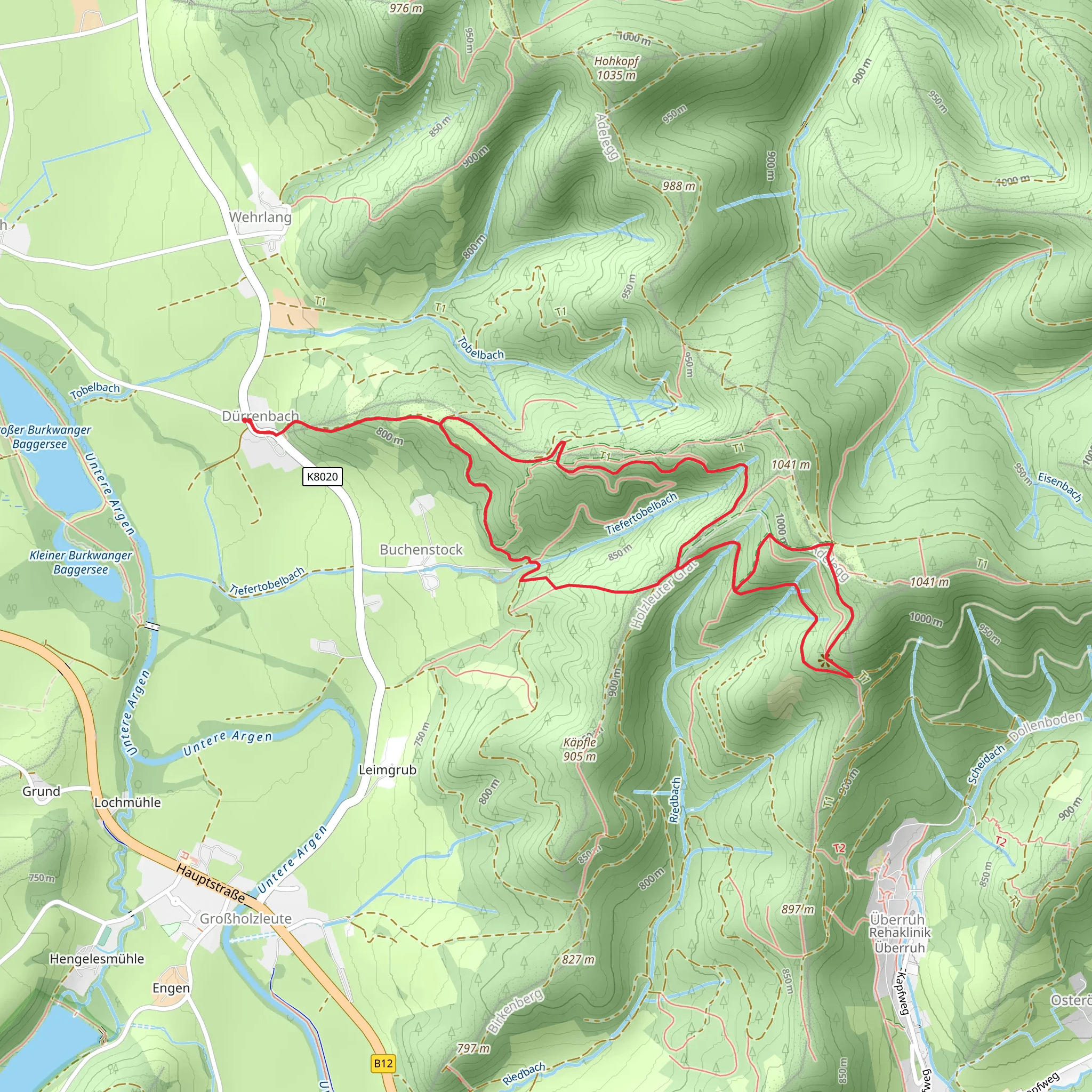Adelegg Wandergebiet and Heuberg Allgaeu Weg mobile static map