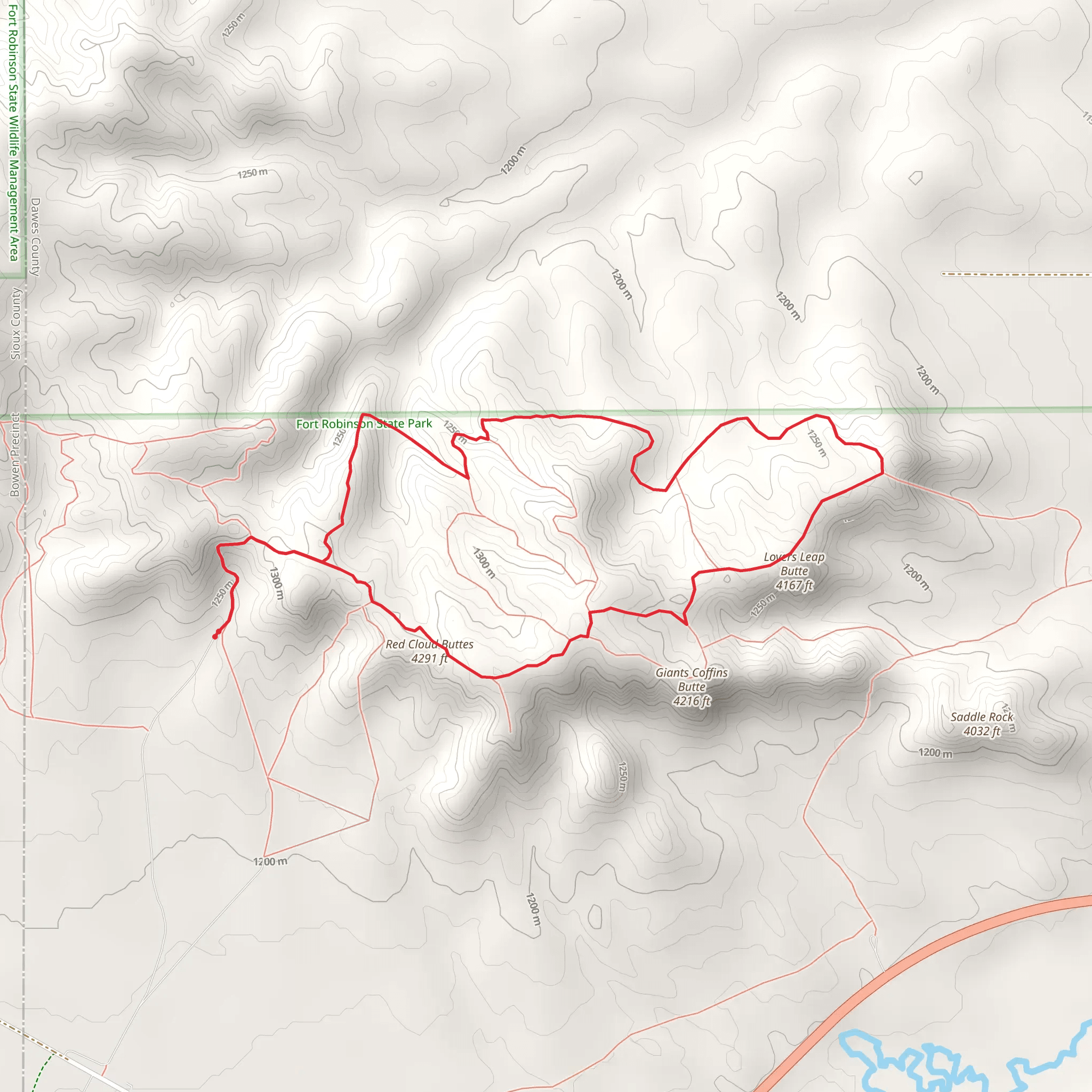 Butte Trail Ride and Red Cloud Butte Loop Trail mobile static map