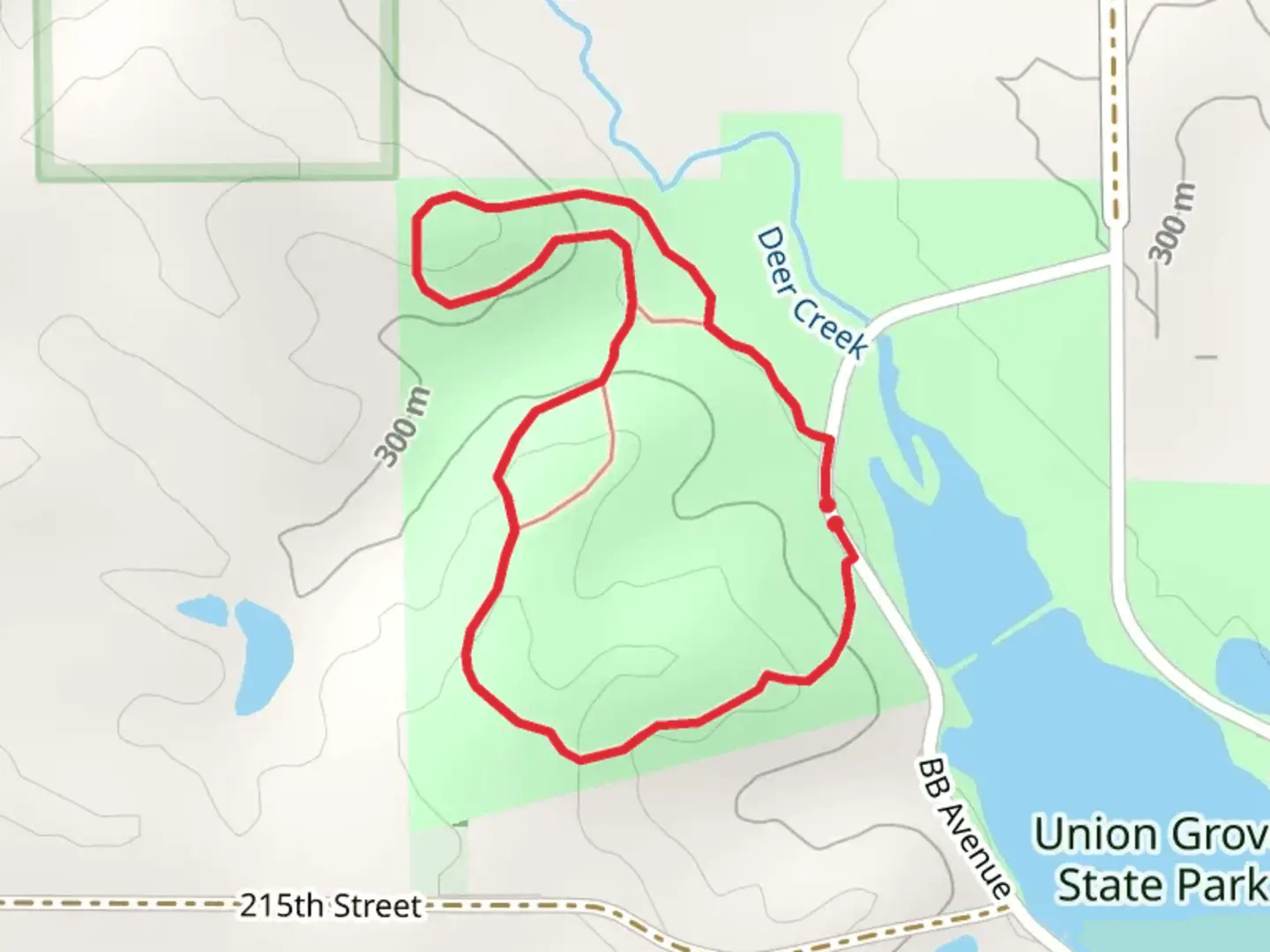 An image depicting the trail Union Grove Lake Northwest Loop and its surrounding area.