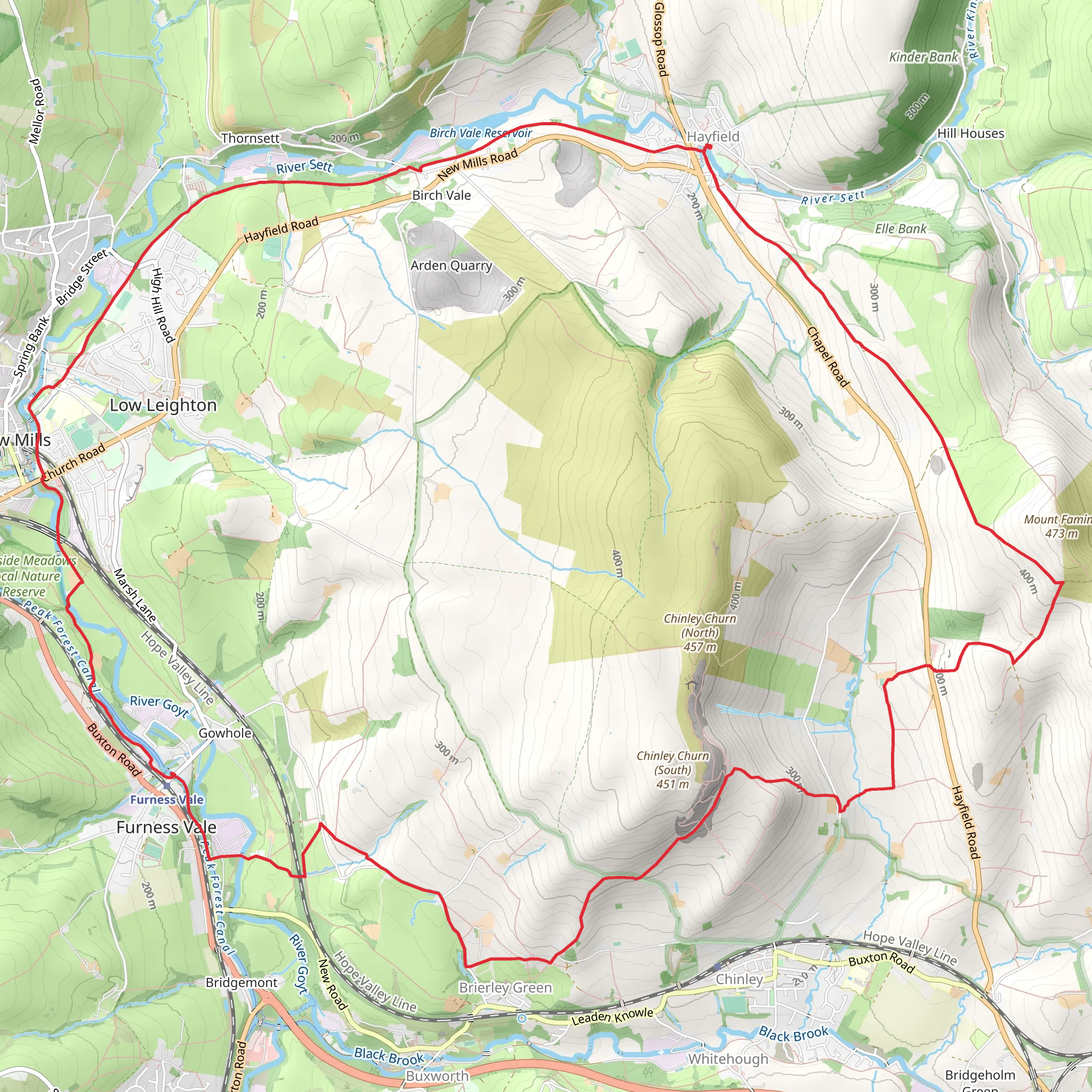 Hayfield New Mills and Brierley Green Loop mobile static map