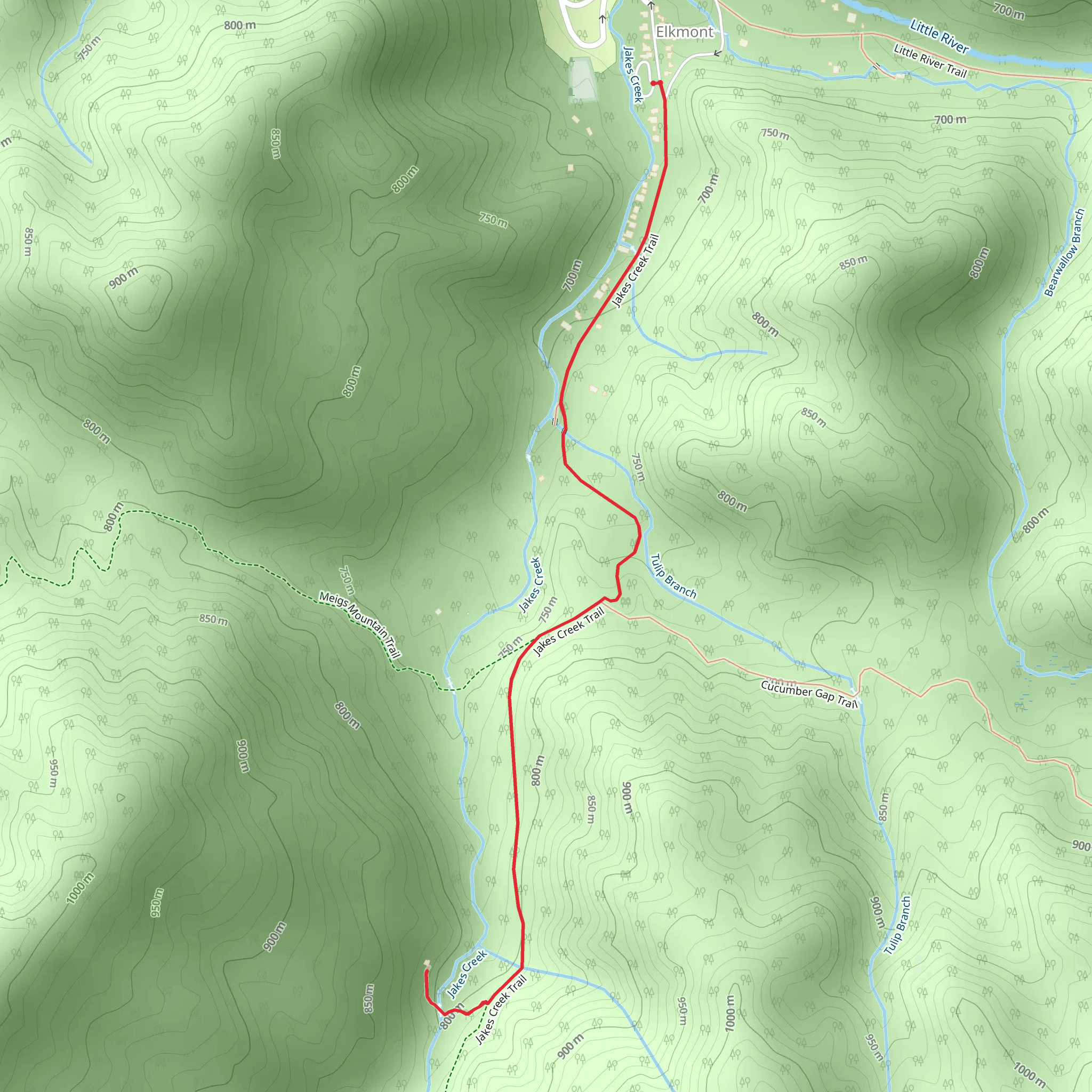 Avent Cabin via Jakes Creek Trail mobile static map