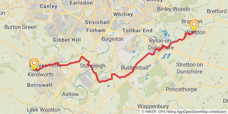 Warwickshire via Centenary Way stage 4 Map