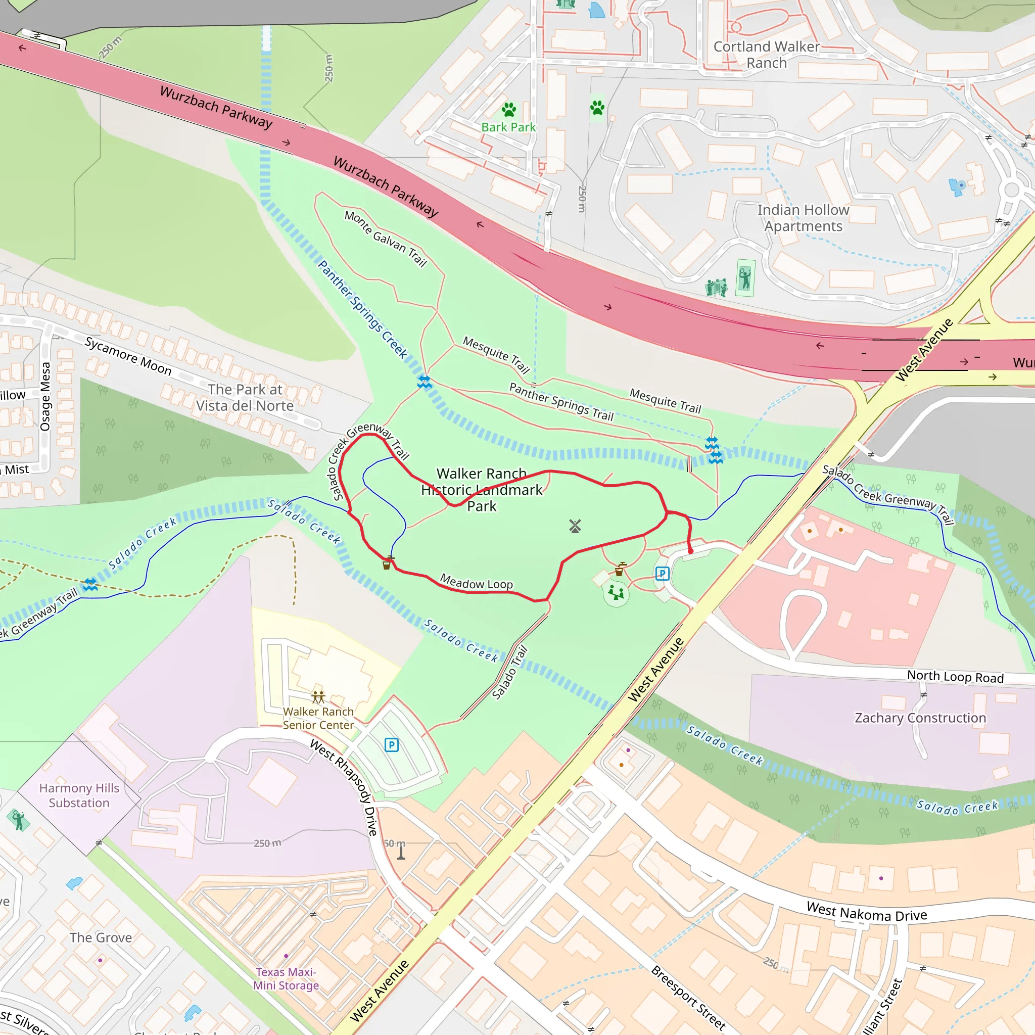 Salado Creek Greenway Loop Trail mobile static map