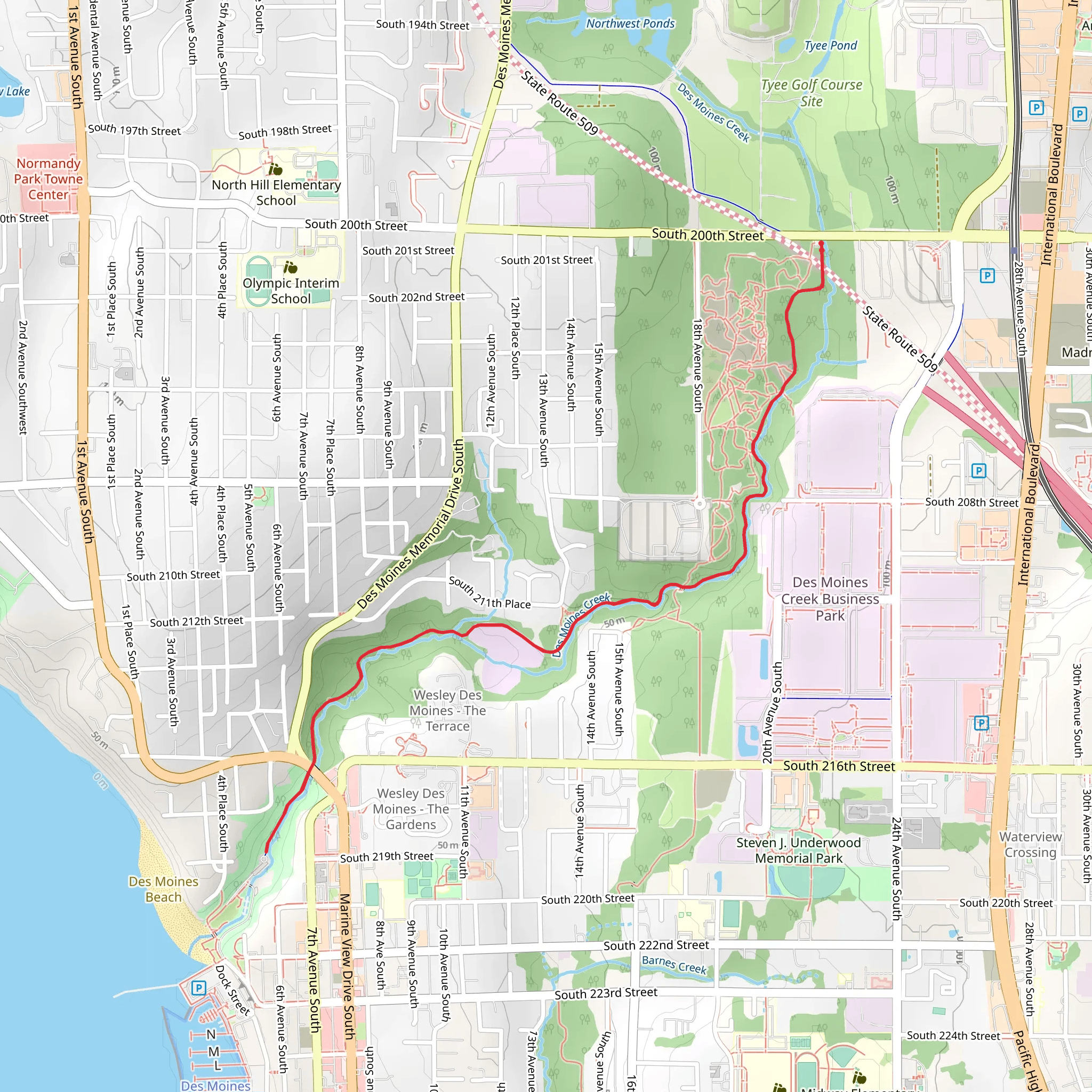 Des Moines Creek Trail mobile static map