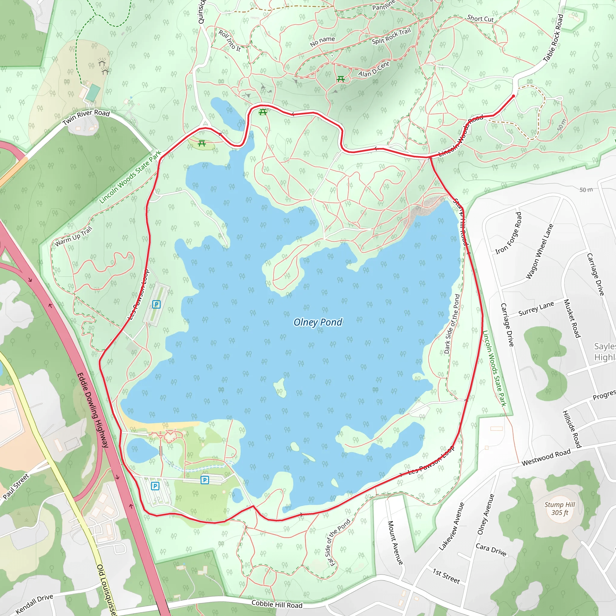 Olney Pond Loop mobile static map