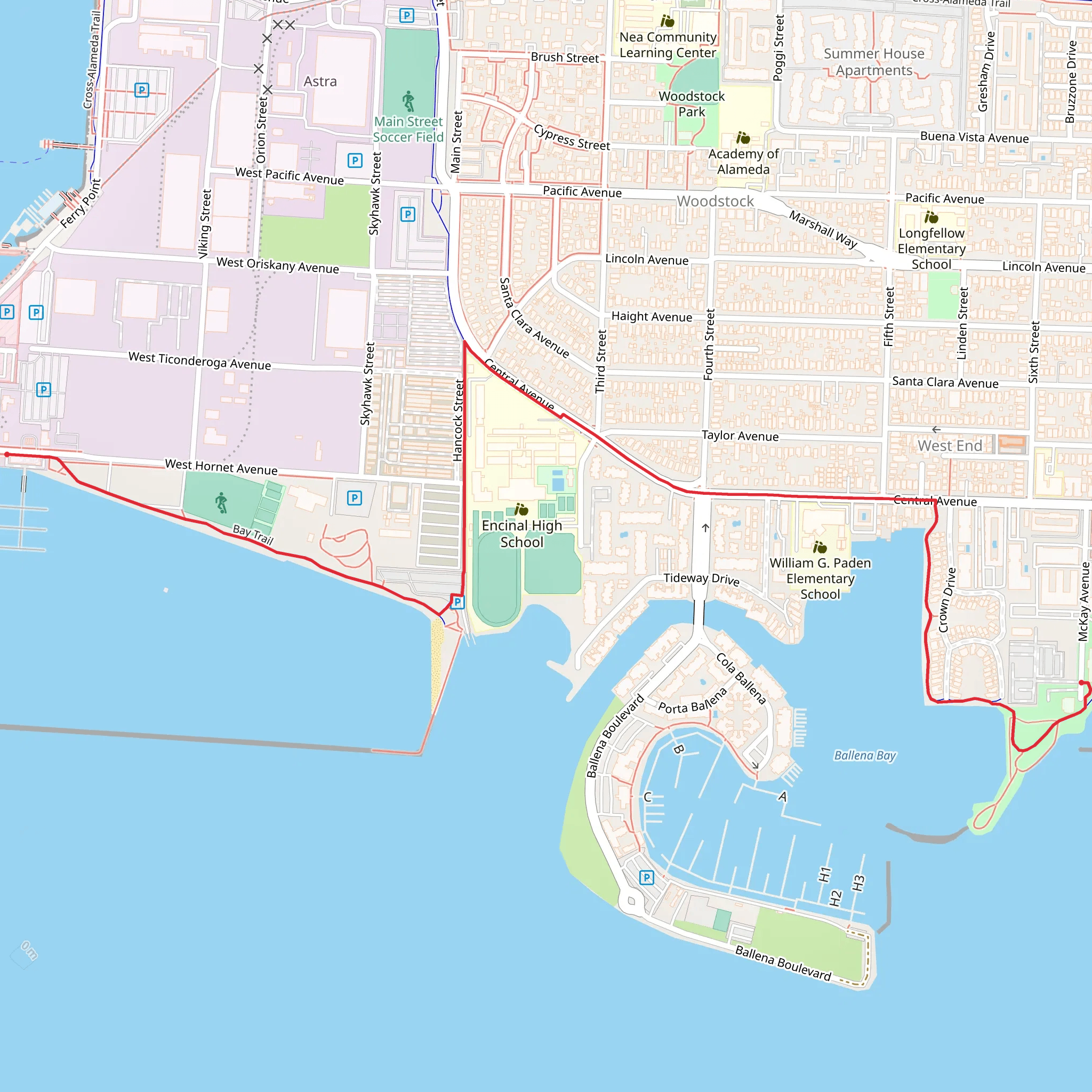 Old Alameda Point via Ballena Bay mobile static map