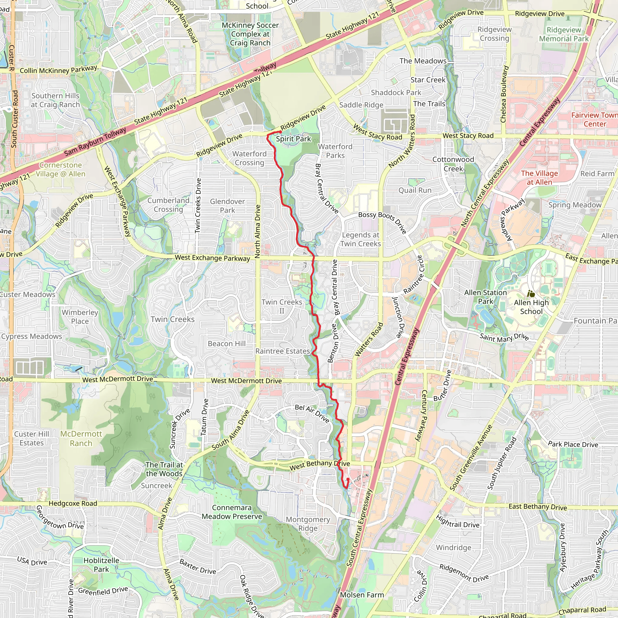 Watters Branch Creek Trail mobile static map