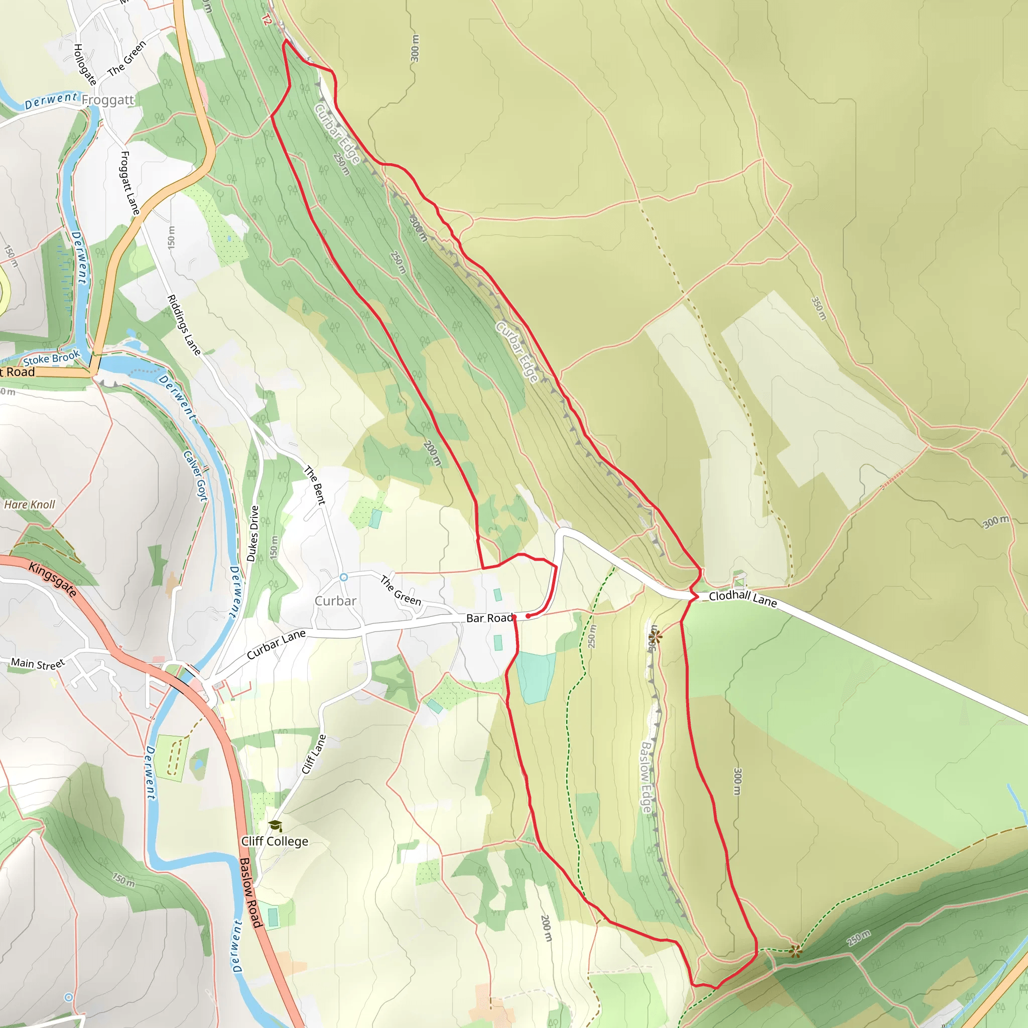 Curbar - Wellington's Monument - Curbar Edge and Bee Wood mobile static map