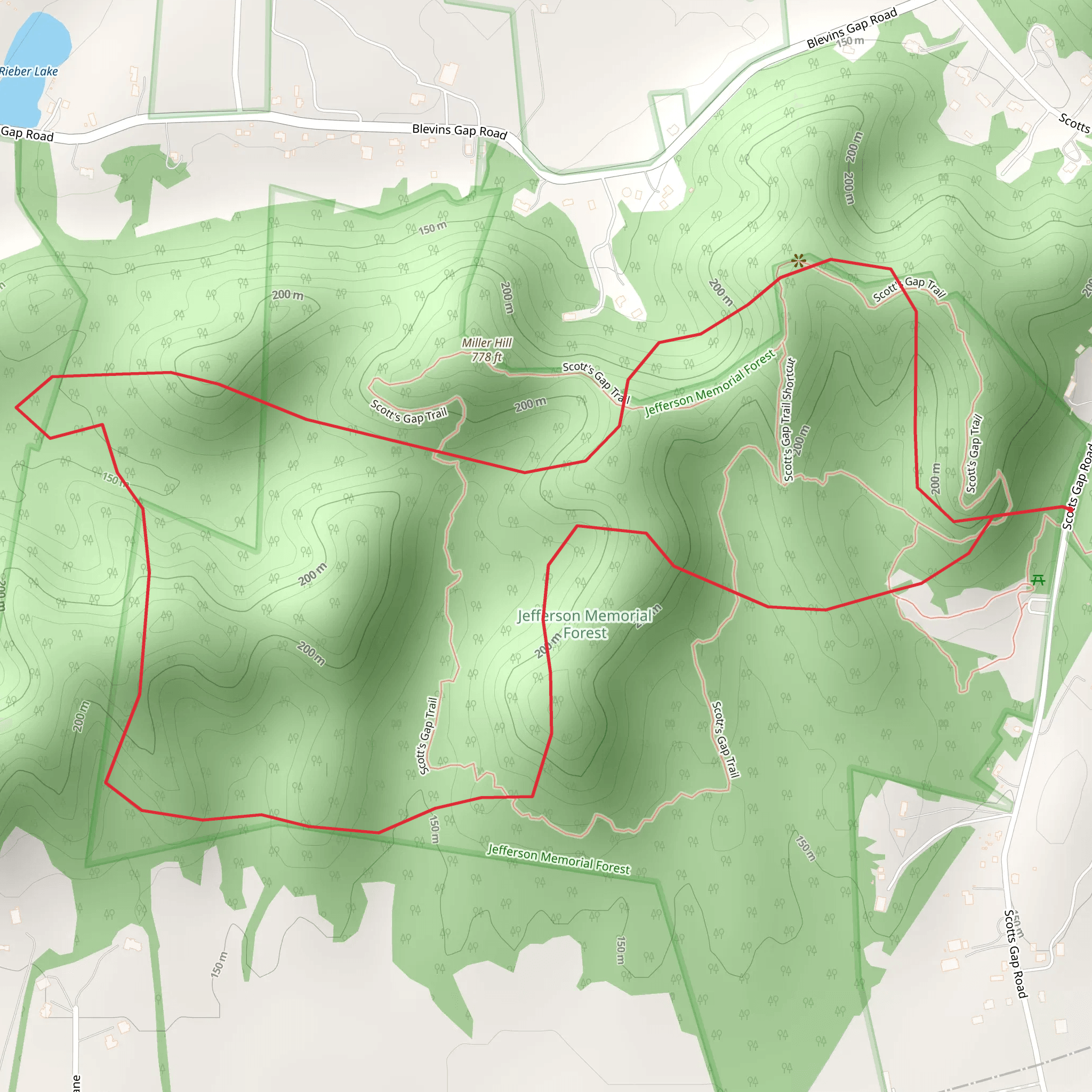 Miller Hill - Scotts Gap Loop mobile static map