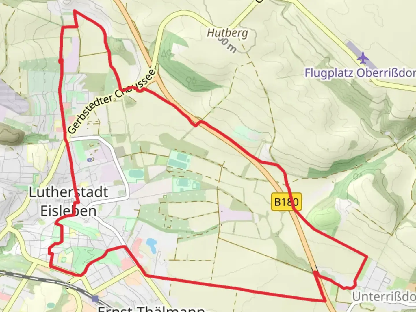 An image depicting the trail Lutherstadt Eisleben Loop and its surrounding area.